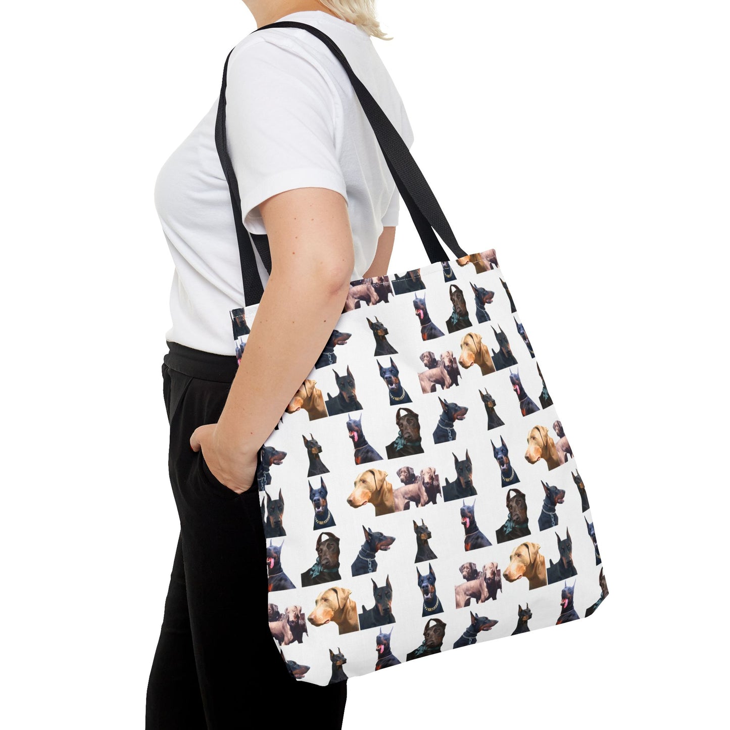 Edition 8 Doberman Model Pattern White Tote Bag