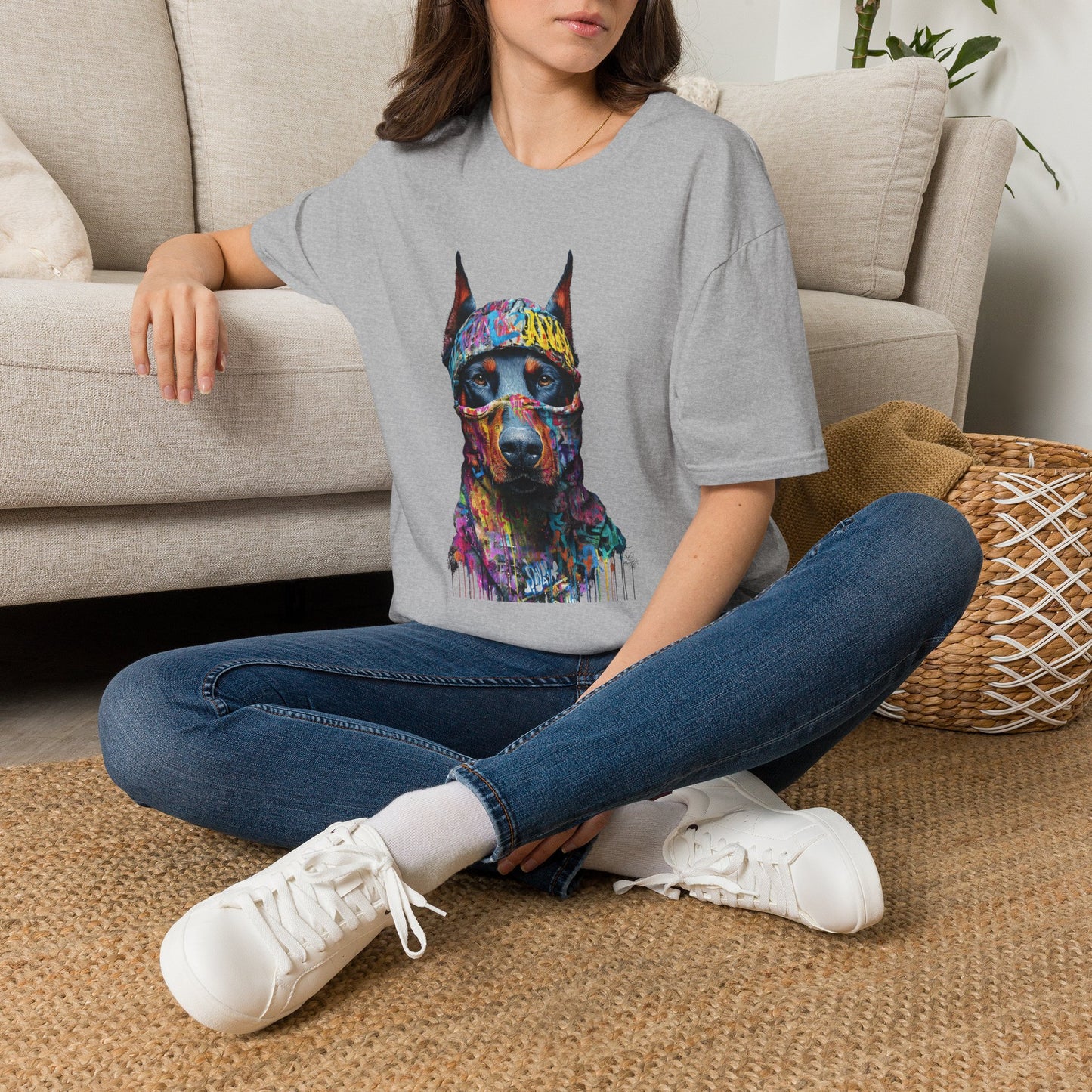 Doberman 5 Portrait T‑Shirt