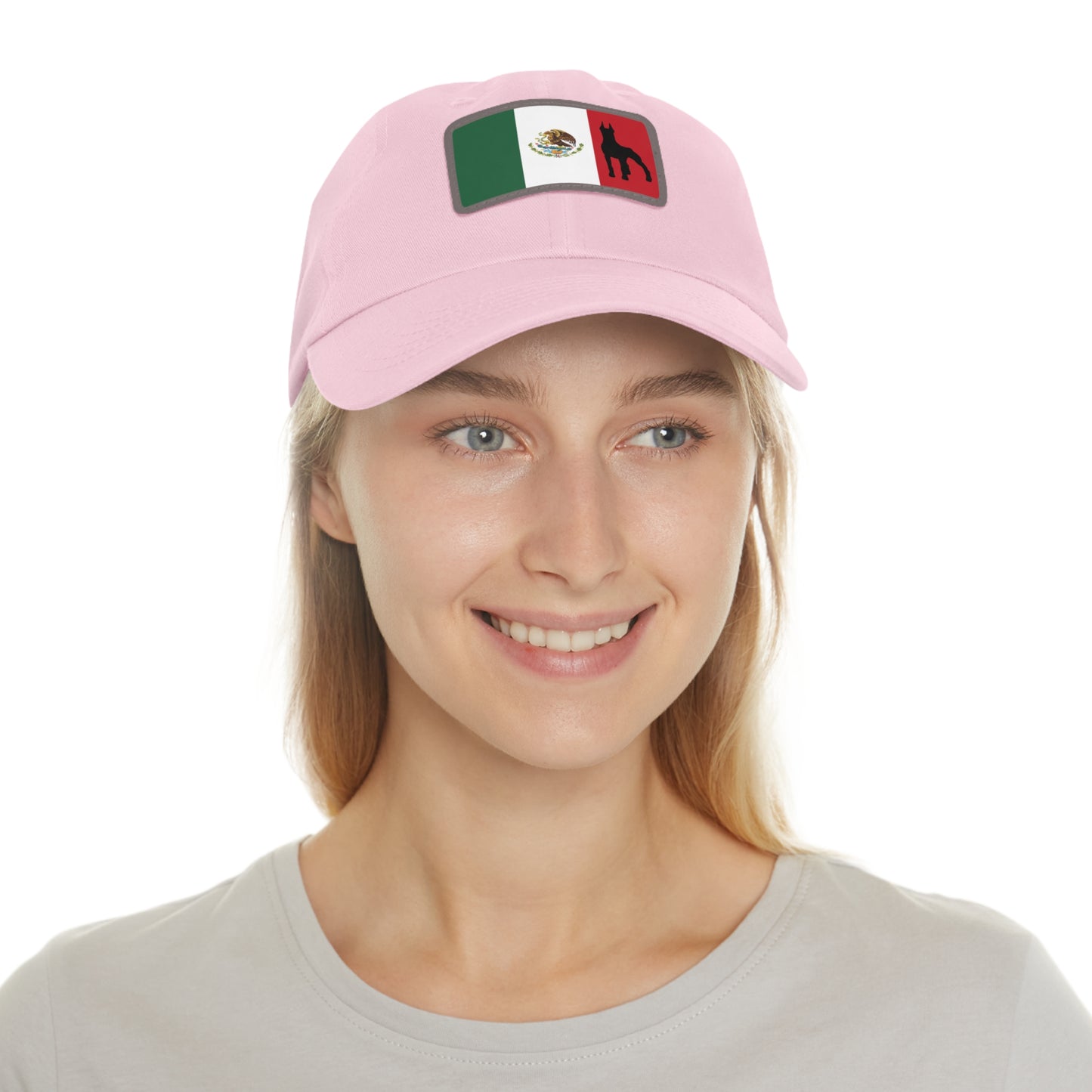 Doberman Mexico Protect 1 Dad Hat with Leather Patch (Rectangle)