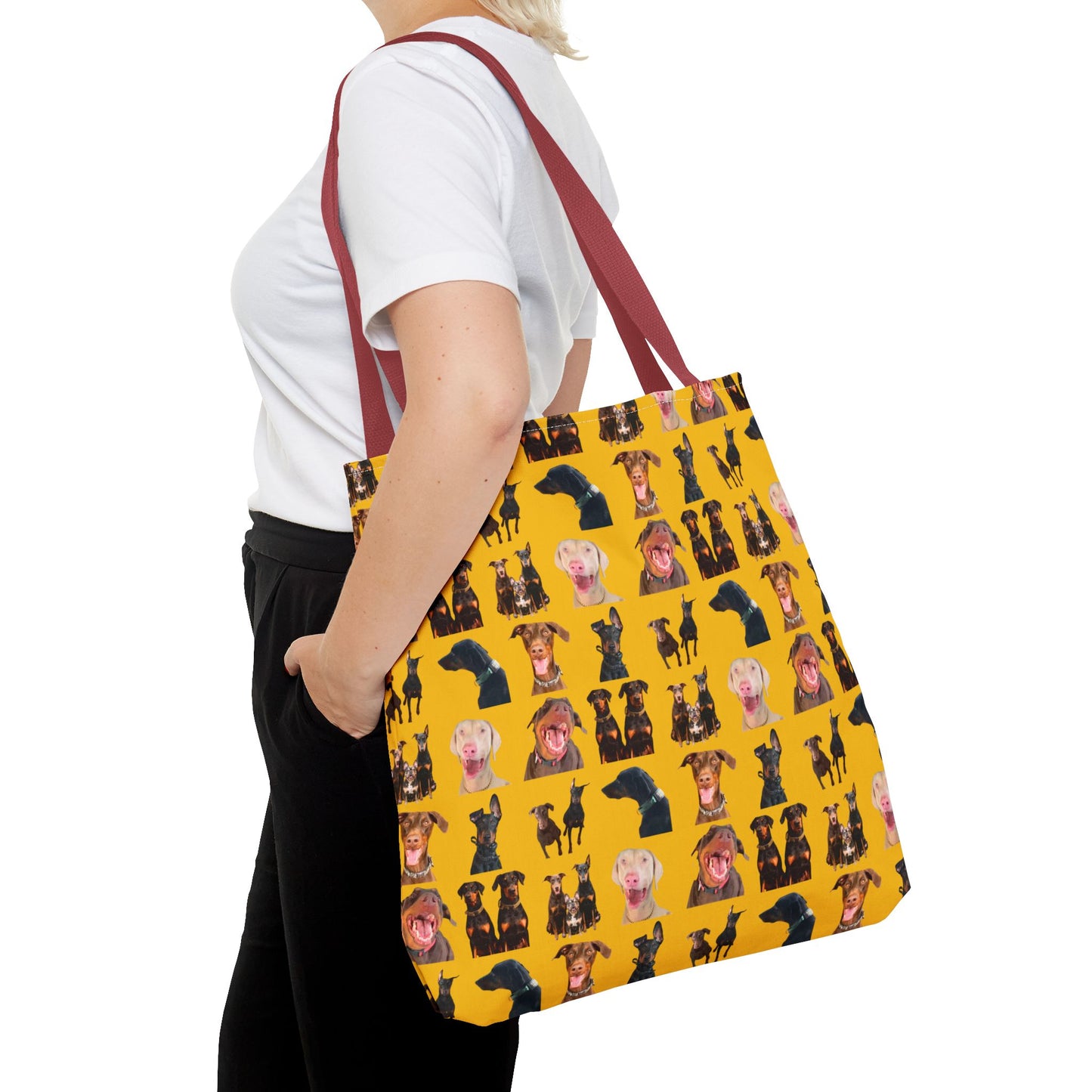 Edition 9 Doberman Model Pattern Yellow Tote Bag