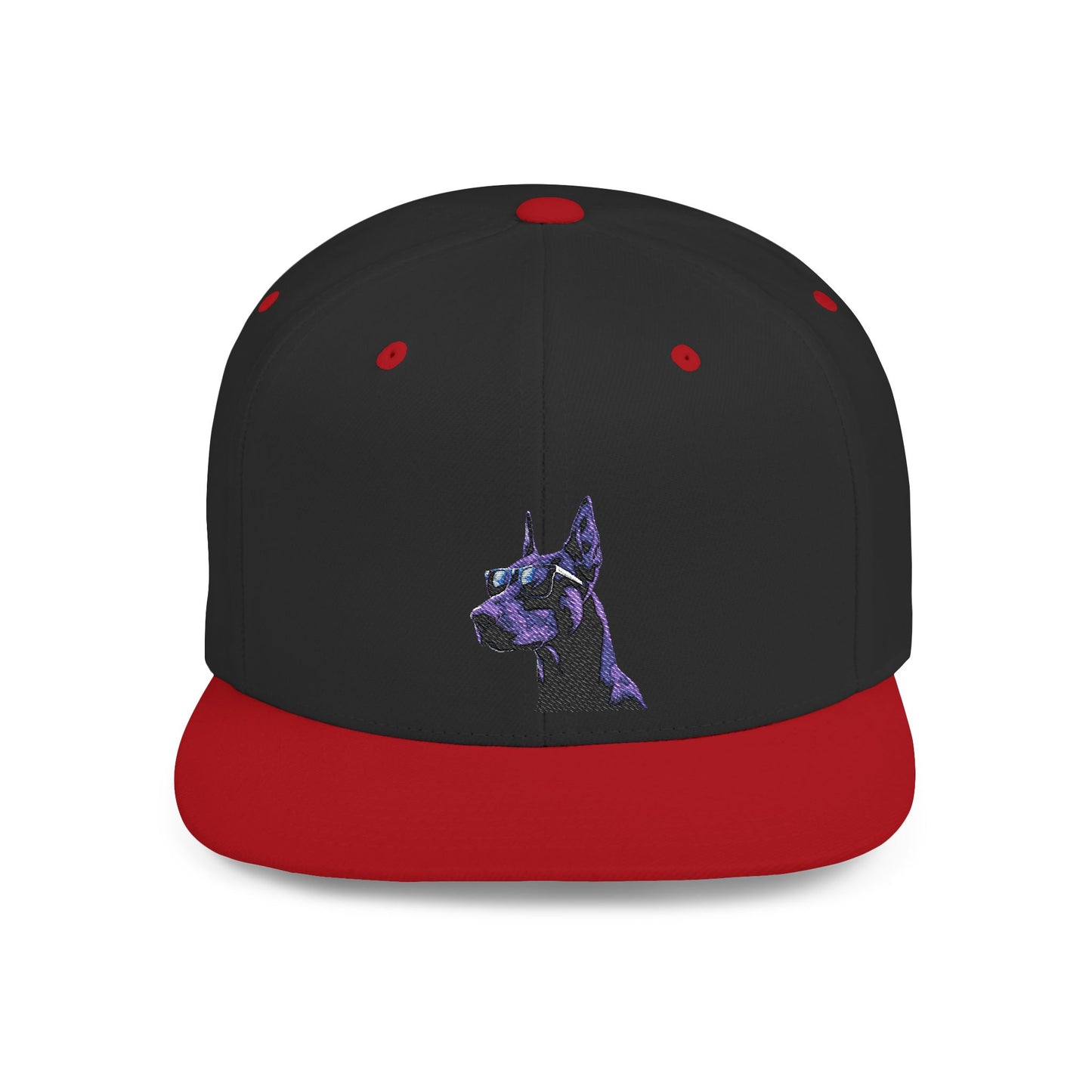 Doberman 4 Embroidered Flat Bill Snapback