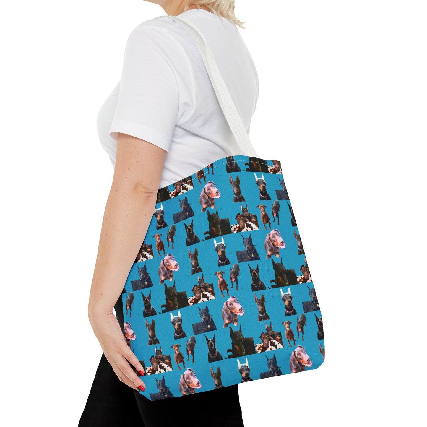 Edition 10 Doberman Model Pattern Turquoise Tote Bag