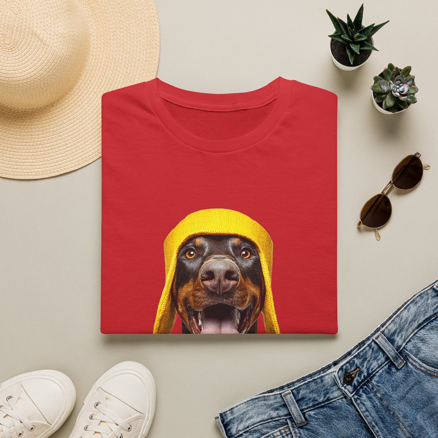 Doberman 3 Portrait T‑Shirt