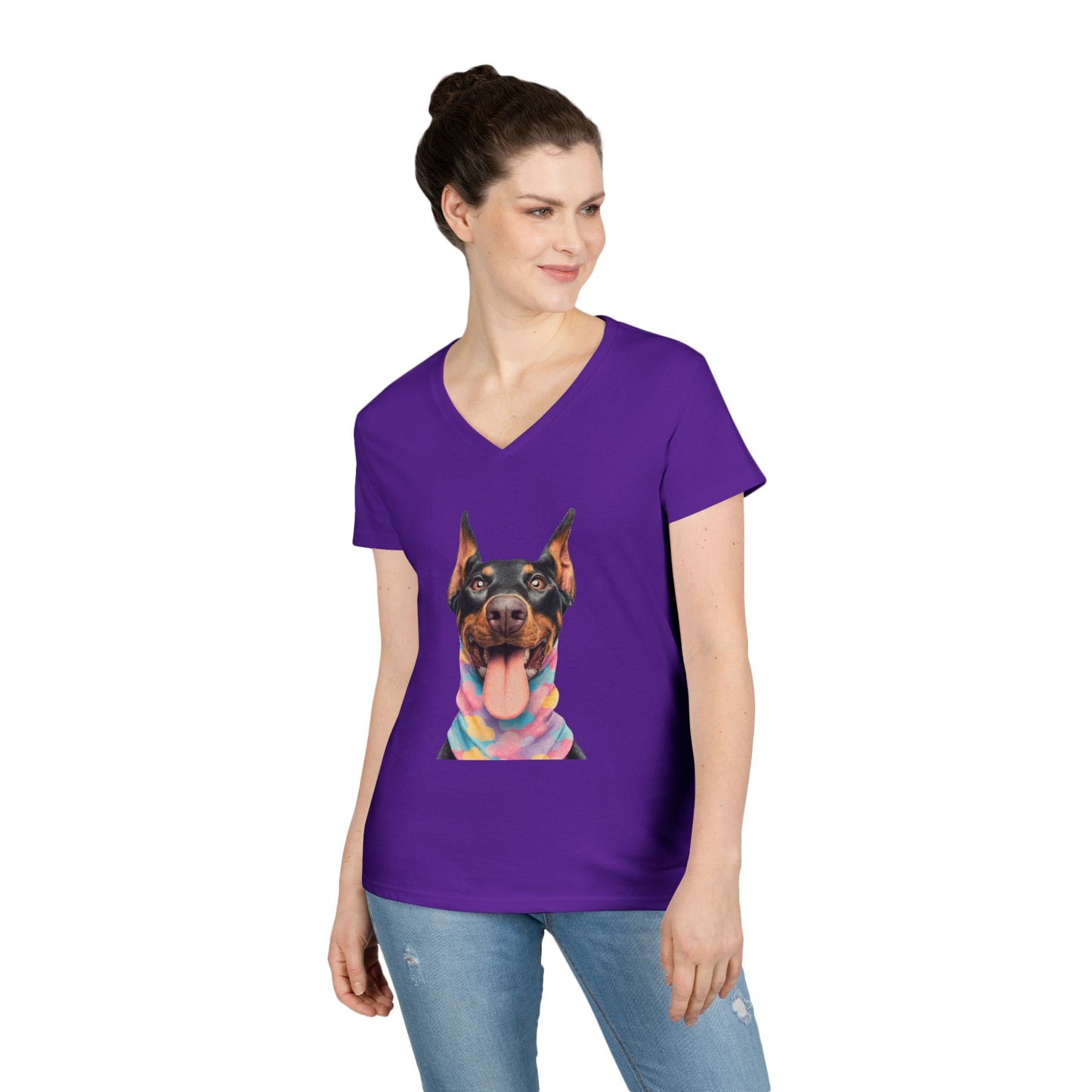 Doberman 1 V-Neck Tee Shirt for Women