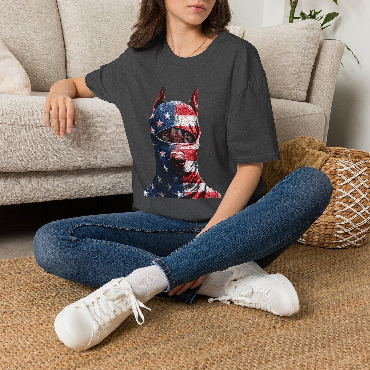 Doberman 2 Portrait T‑Shirt
