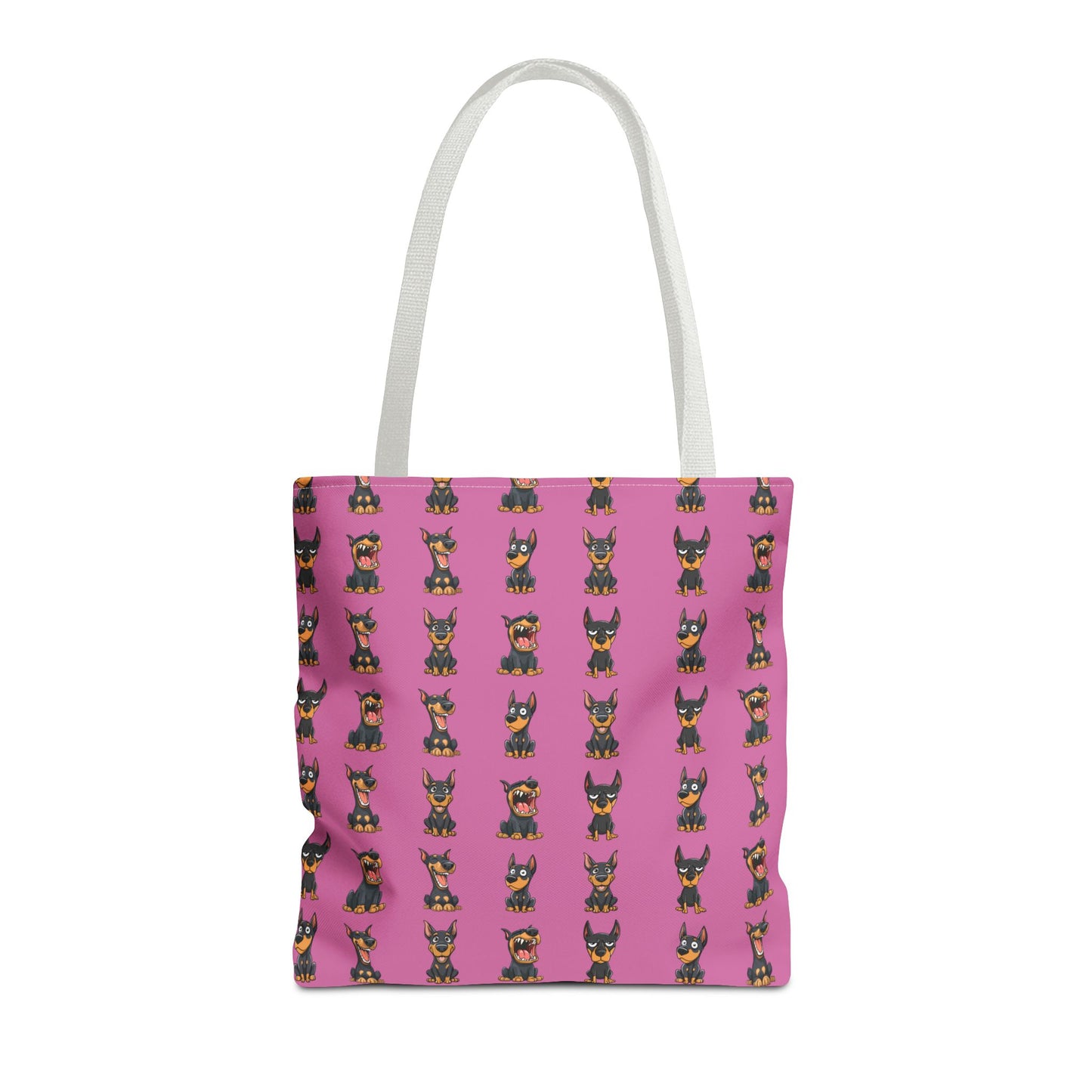 Doberman Cartoon Pattern Pink Tote Bag