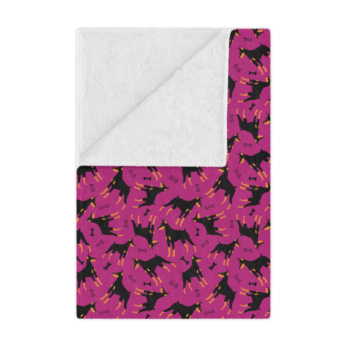 Pink AOP Dobie 1 Minky Blanket, Soft Throw Blanket, Warm Plush Blanket