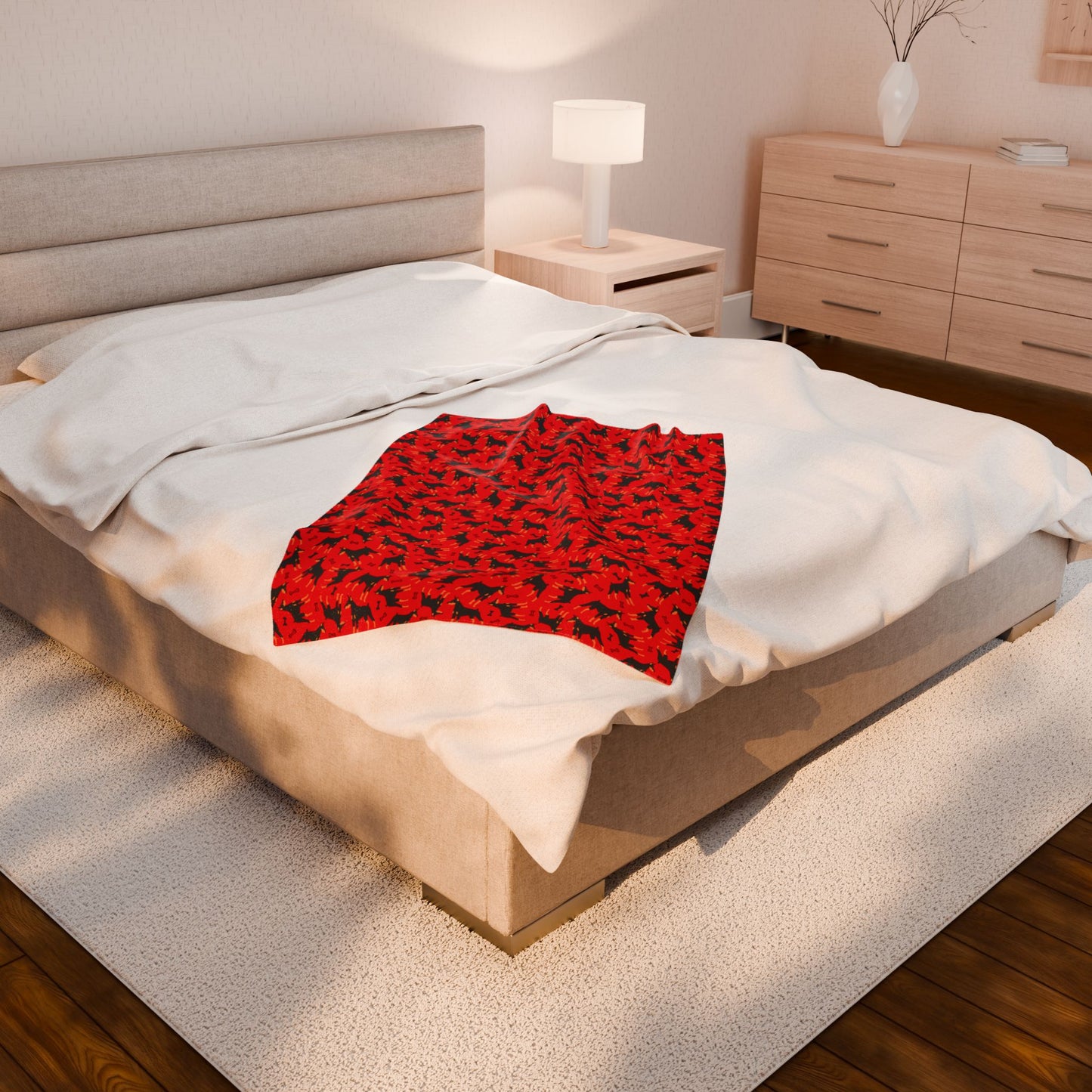 Red AOP Velveteen Plush Blanket