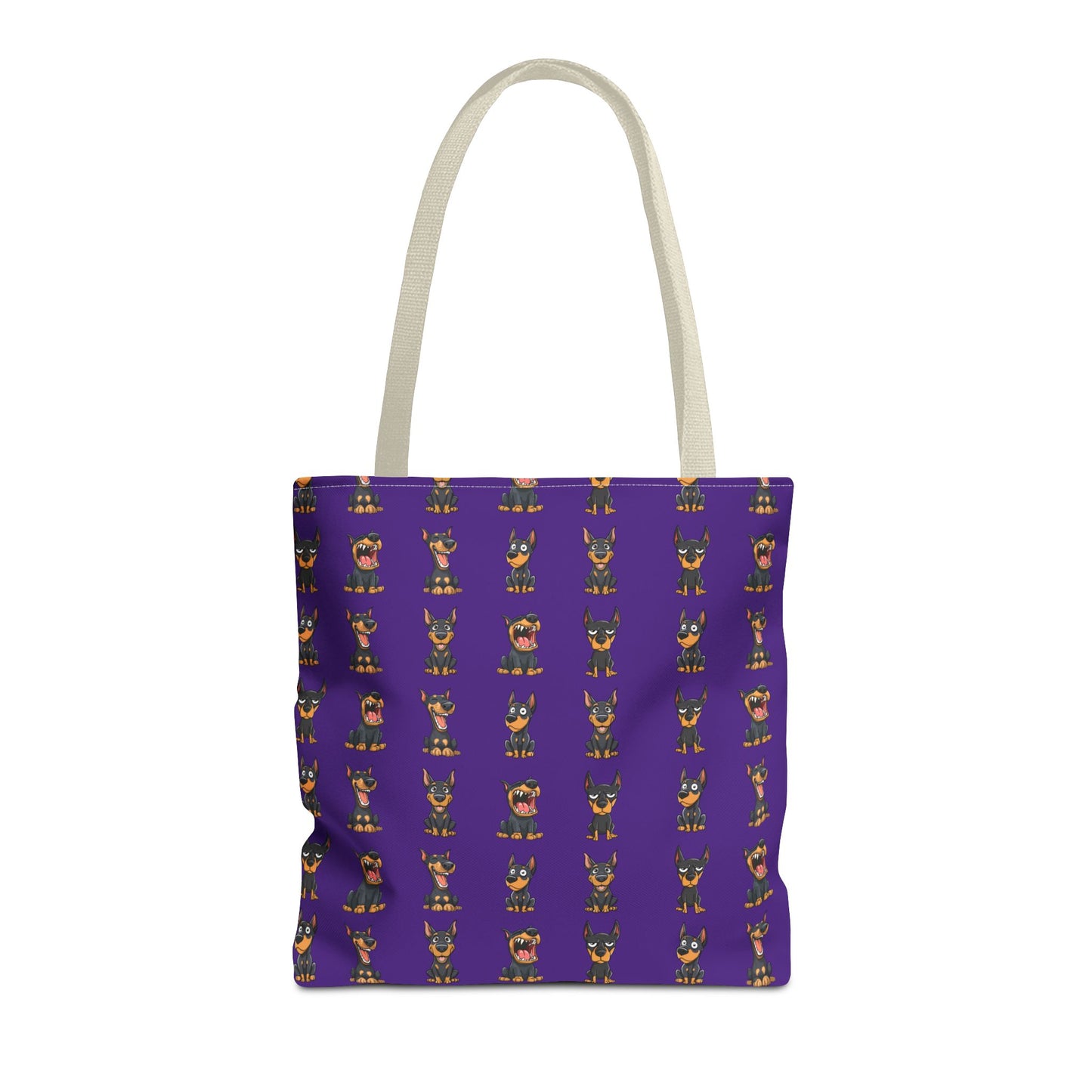 Doberman Cartoon Pattern Purple Tote Bag