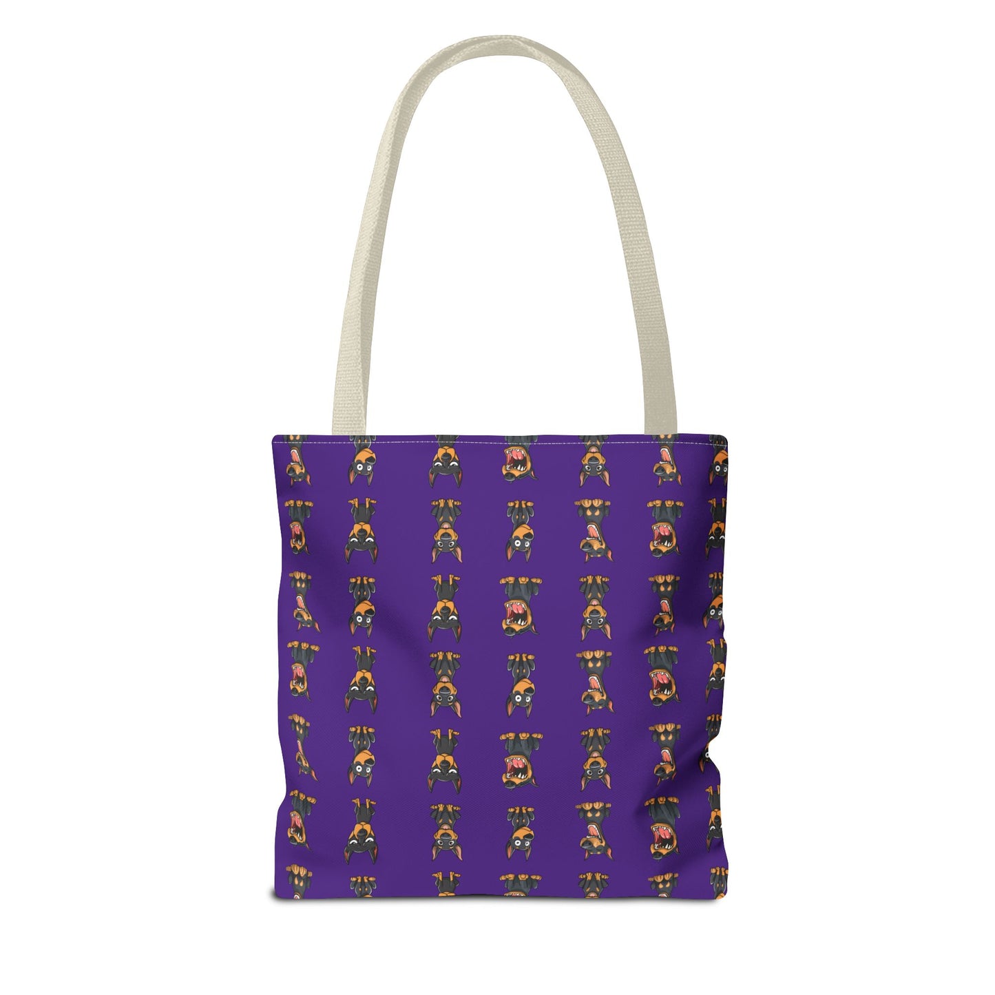 Doberman Cartoon Pattern Purple Tote Bag