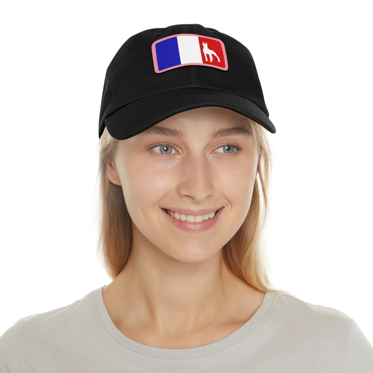 Doberman France Protect 1 Dad Hat with Leather Patch (Rectangle)