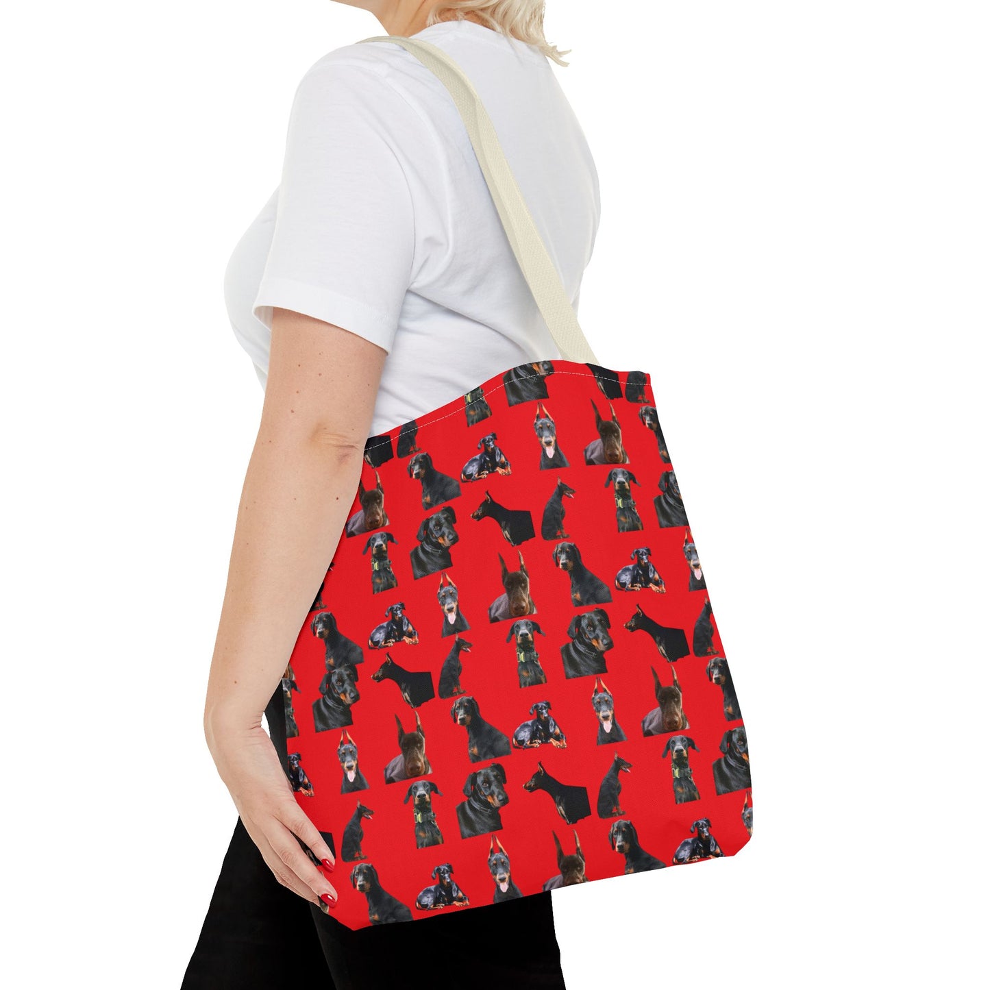 Edition 6 Doberman Model Pattern Red Tote Bag