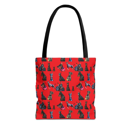 Edition 7 Doberman Model Pattern Red Tote Bag