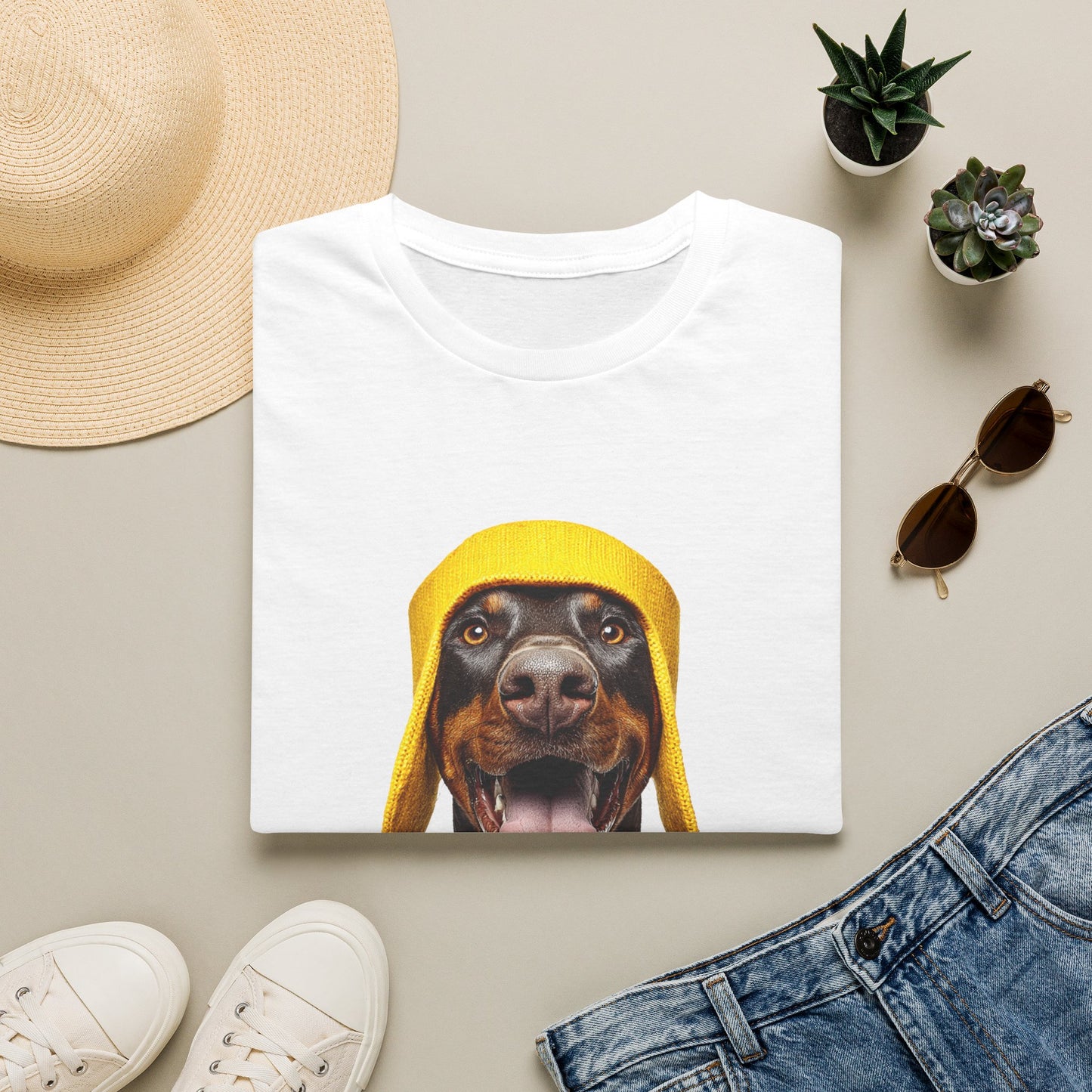 Doberman 3 Portrait T‑Shirt