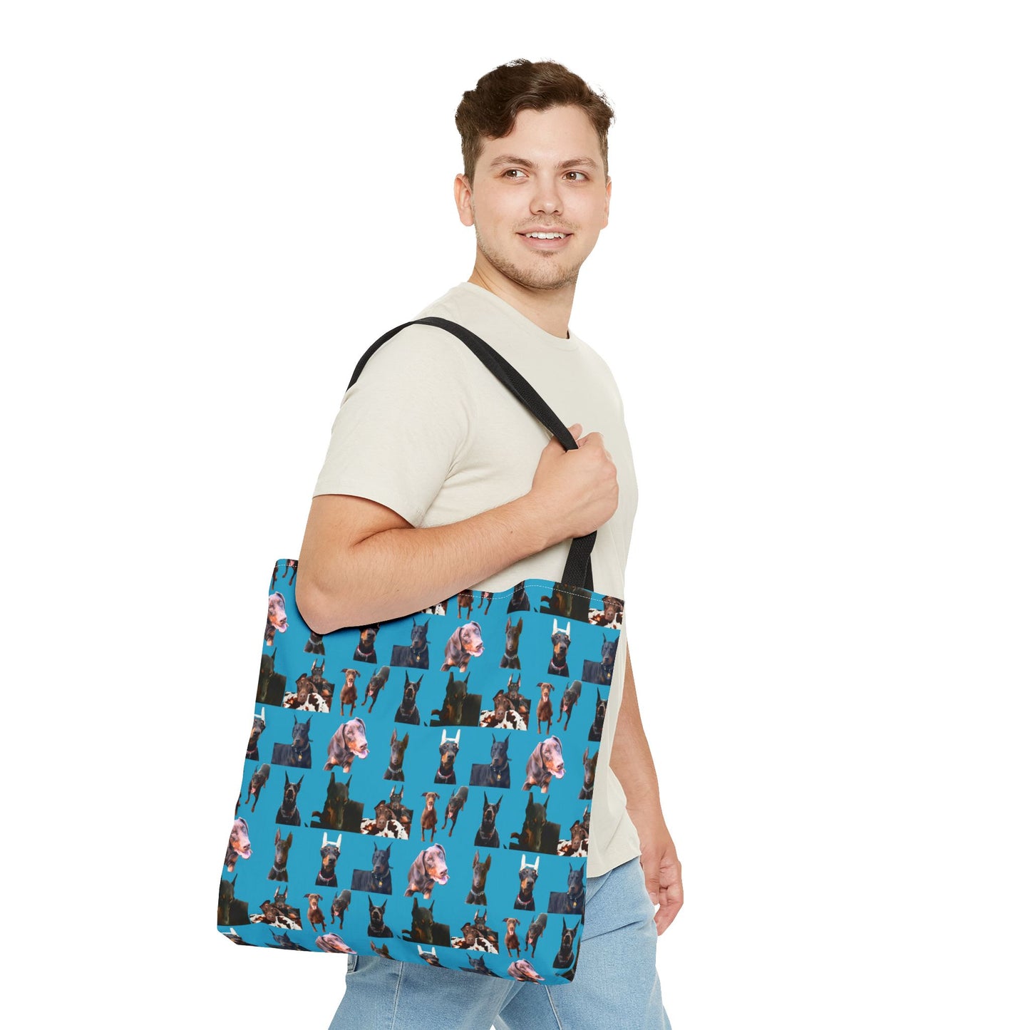 Edition 10 Doberman Model Pattern Turquoise Tote Bag