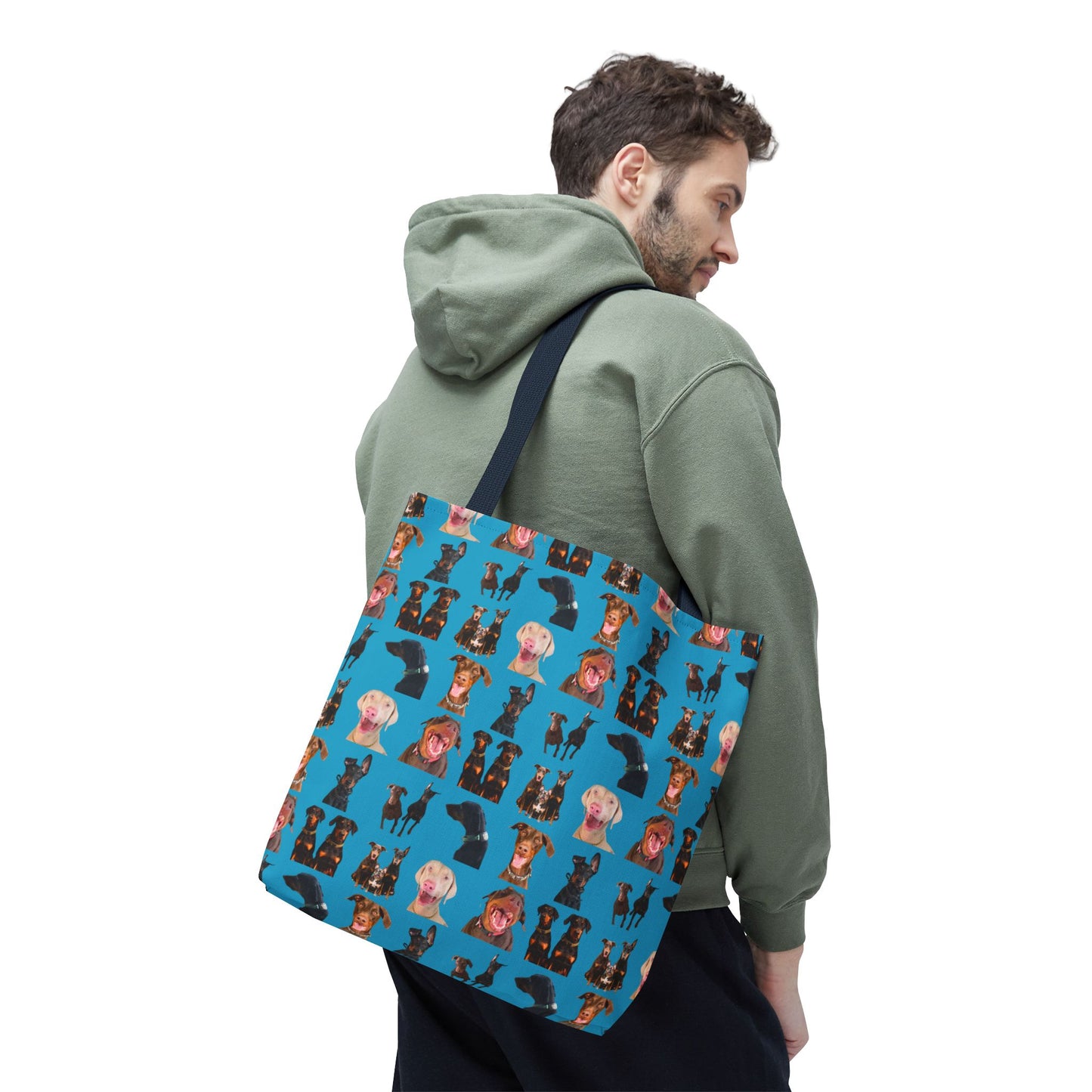 Edition 9 Doberman Model Pattern Turquoise Tote Bag