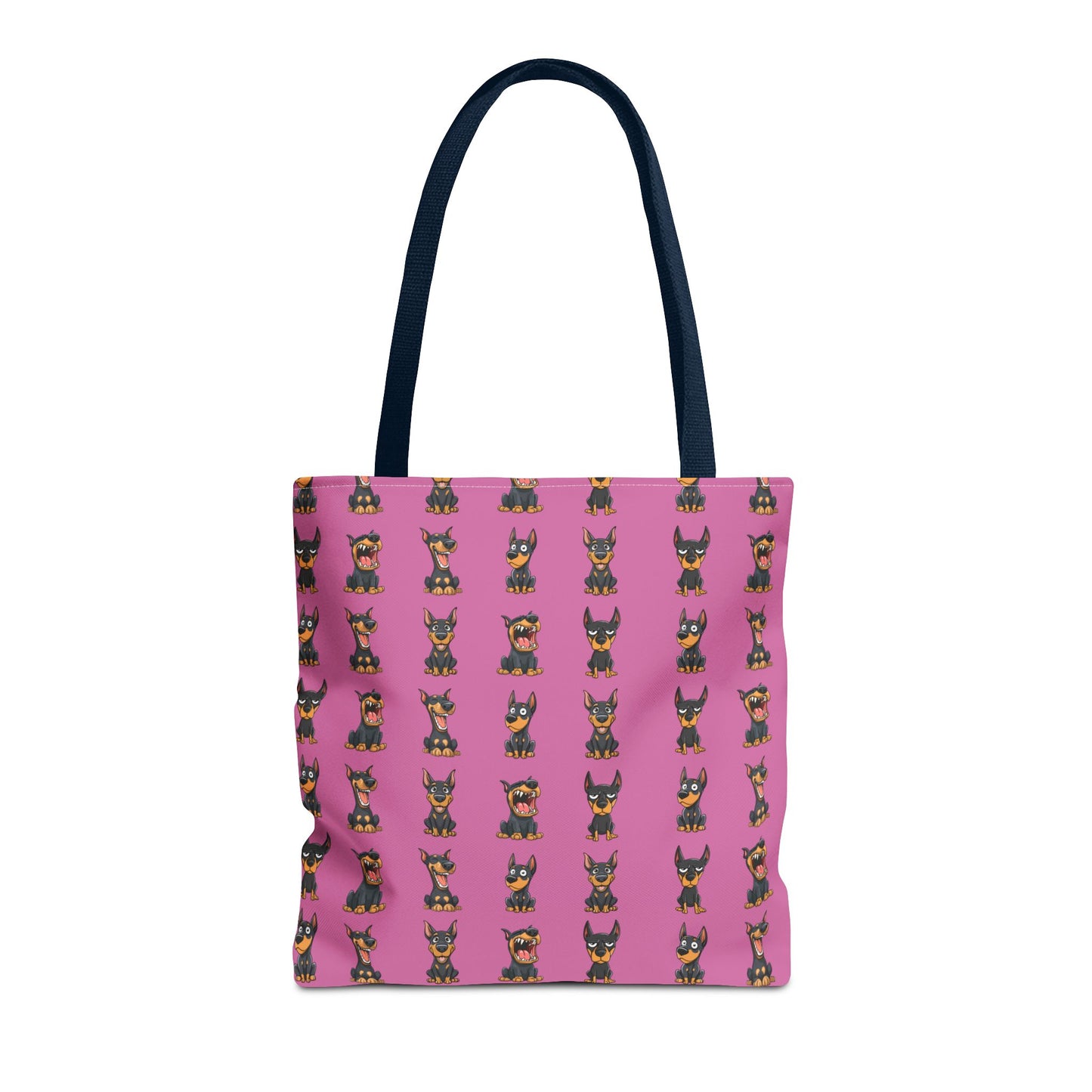 Doberman Cartoon Pattern Pink Tote Bag