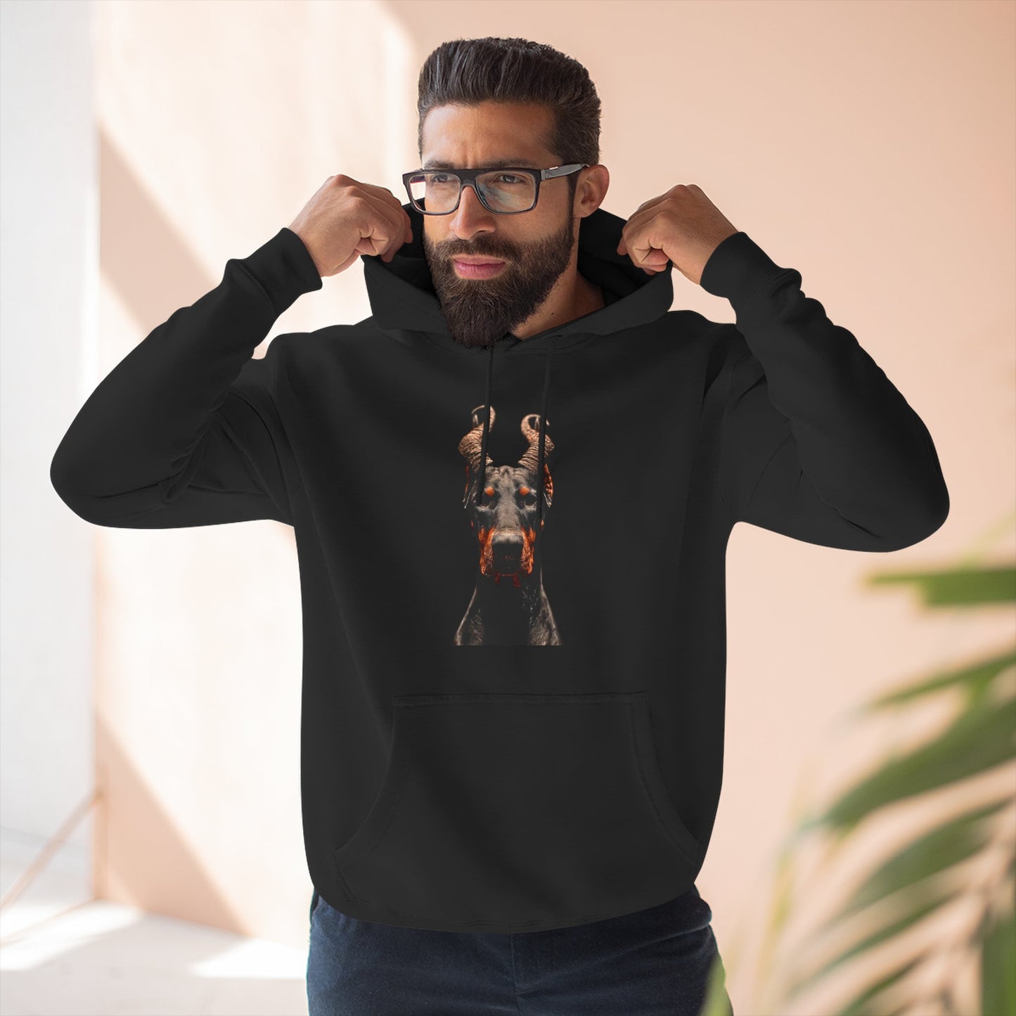Doberman Goat 1 Fleece Hoodie