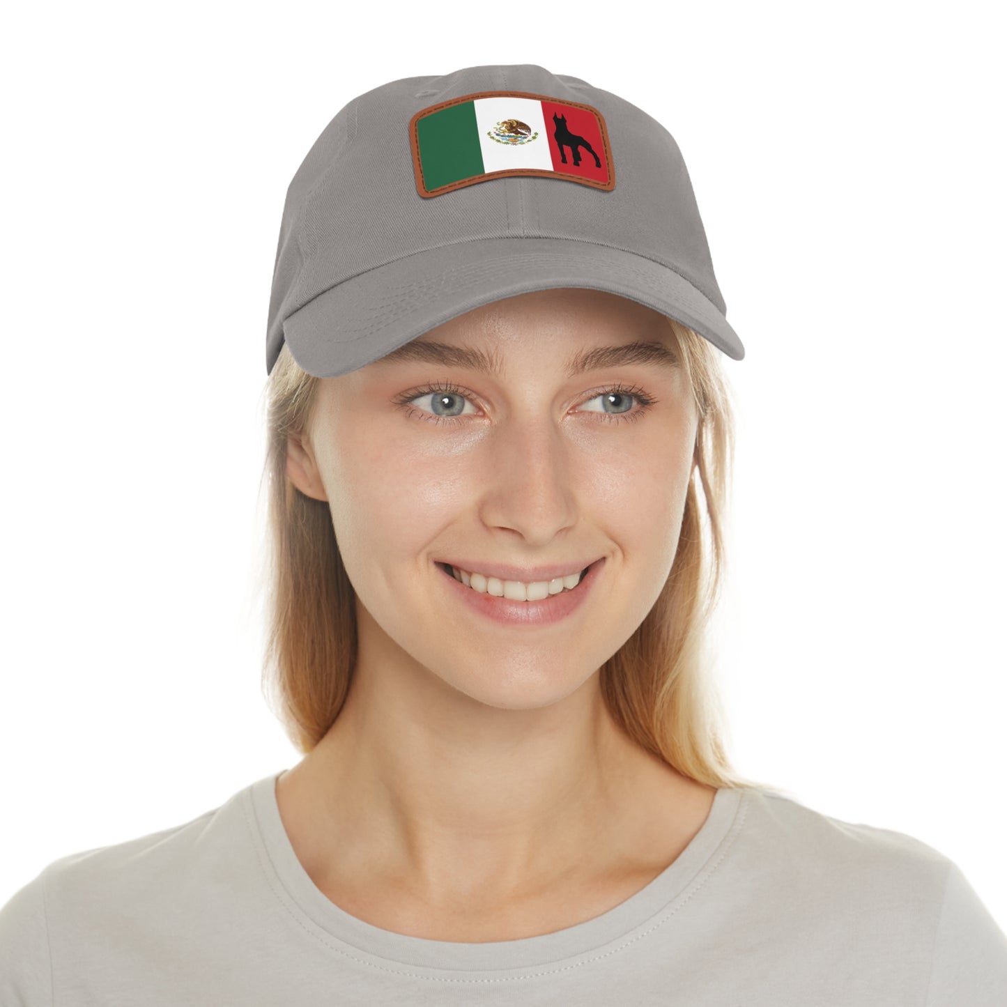 Doberman Mexico Protect 1 Dad Hat with Leather Patch (Rectangle)