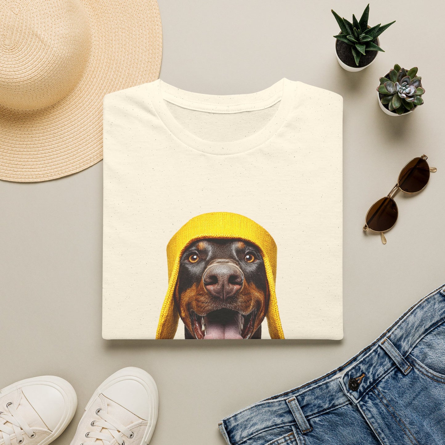 Doberman 3 Portrait T‑Shirt