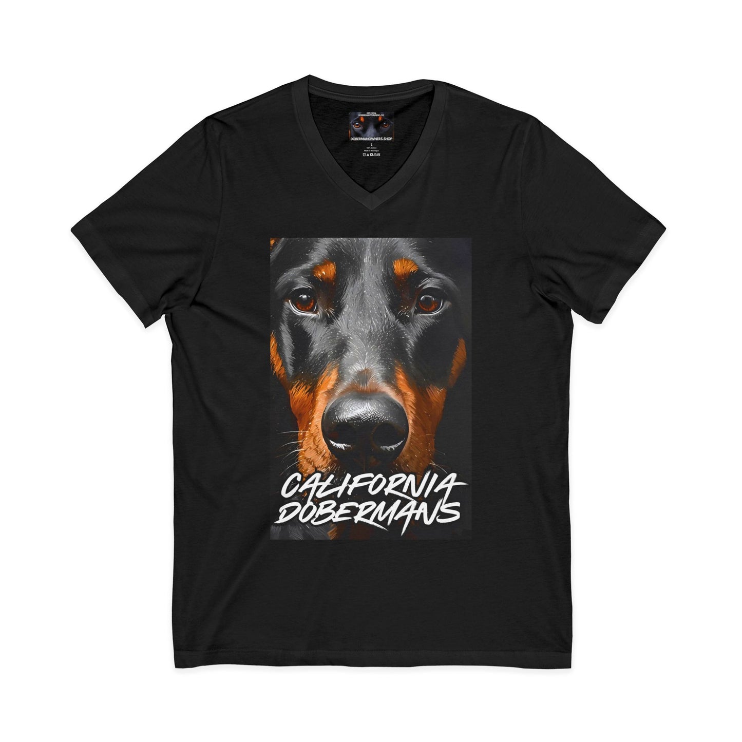 Doberman California 1 Private Label Unisex Jersey Short Sleeve V-Neck Tee