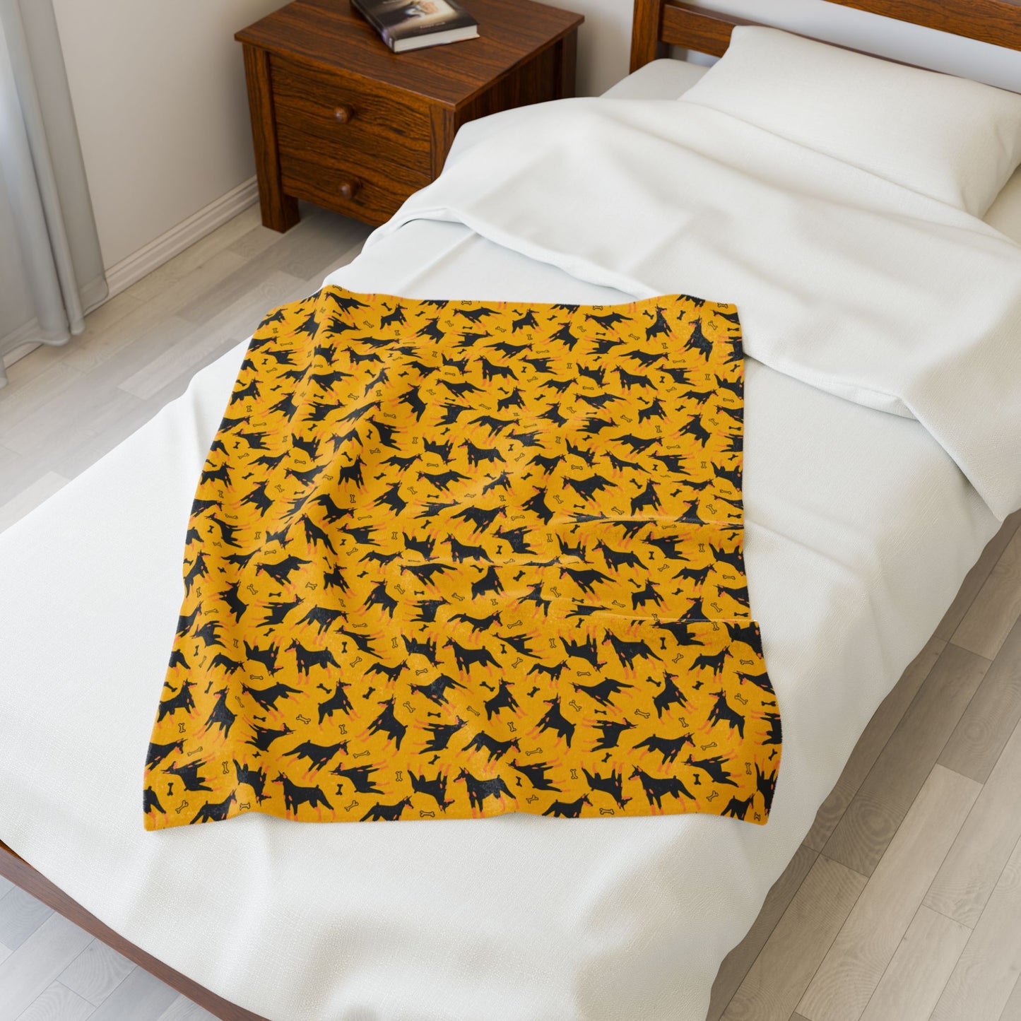 Yellow AOP Velveteen Plush Blanket