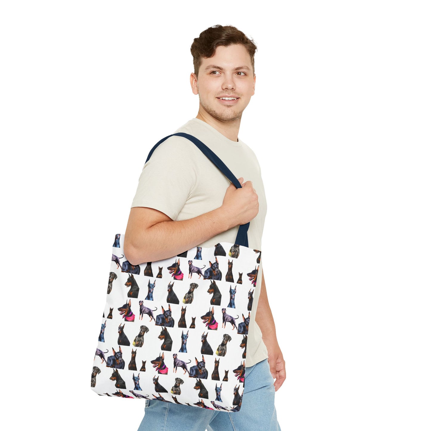 Edition 7 Doberman Model Pattern White Tote Bag