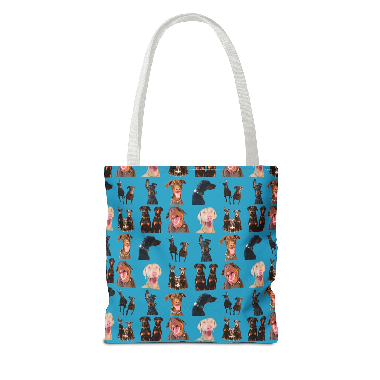 Edition 9 Doberman Model Pattern Turquoise Tote Bag