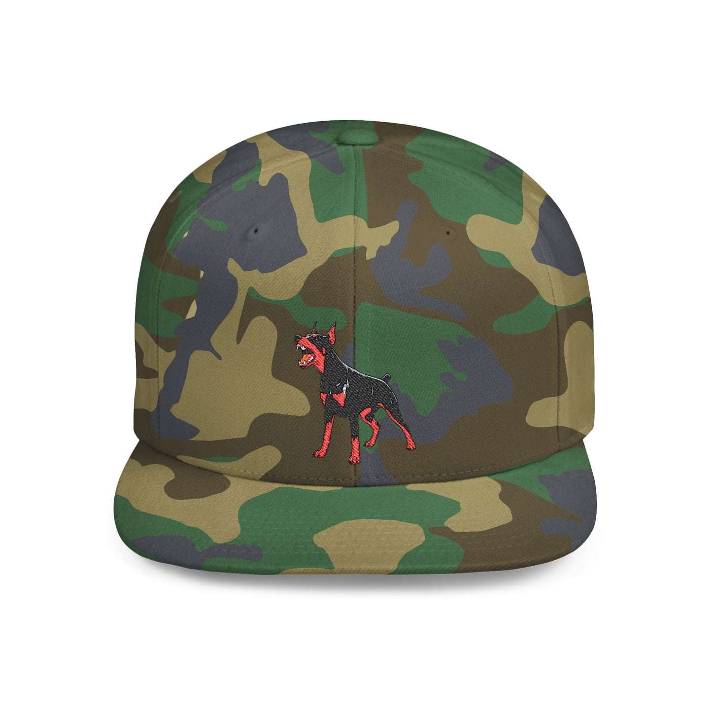 Doberman 1 Embroidered Flat Bill Snapback