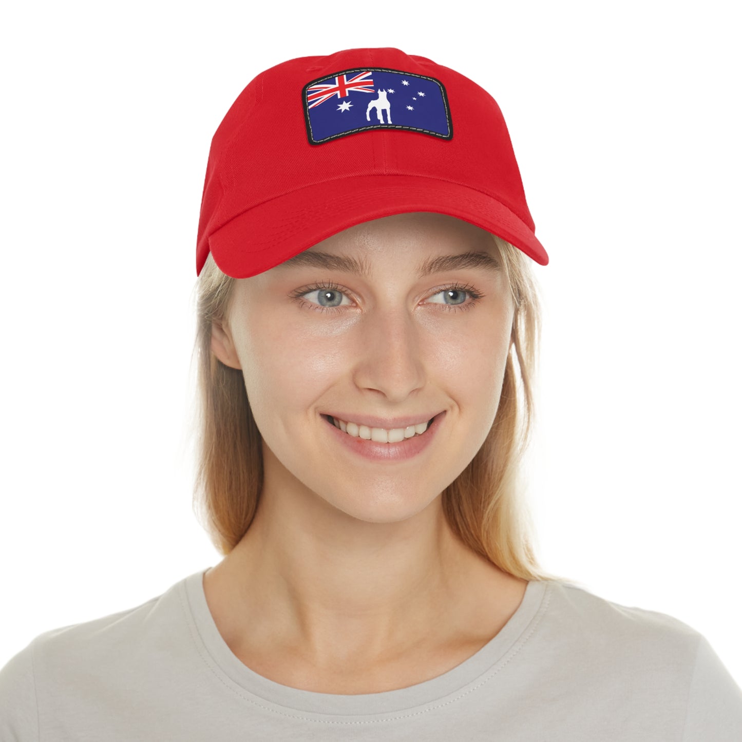 Doberman Australia Protect 1 Dad Hat with Leather Patch (Rectangle)