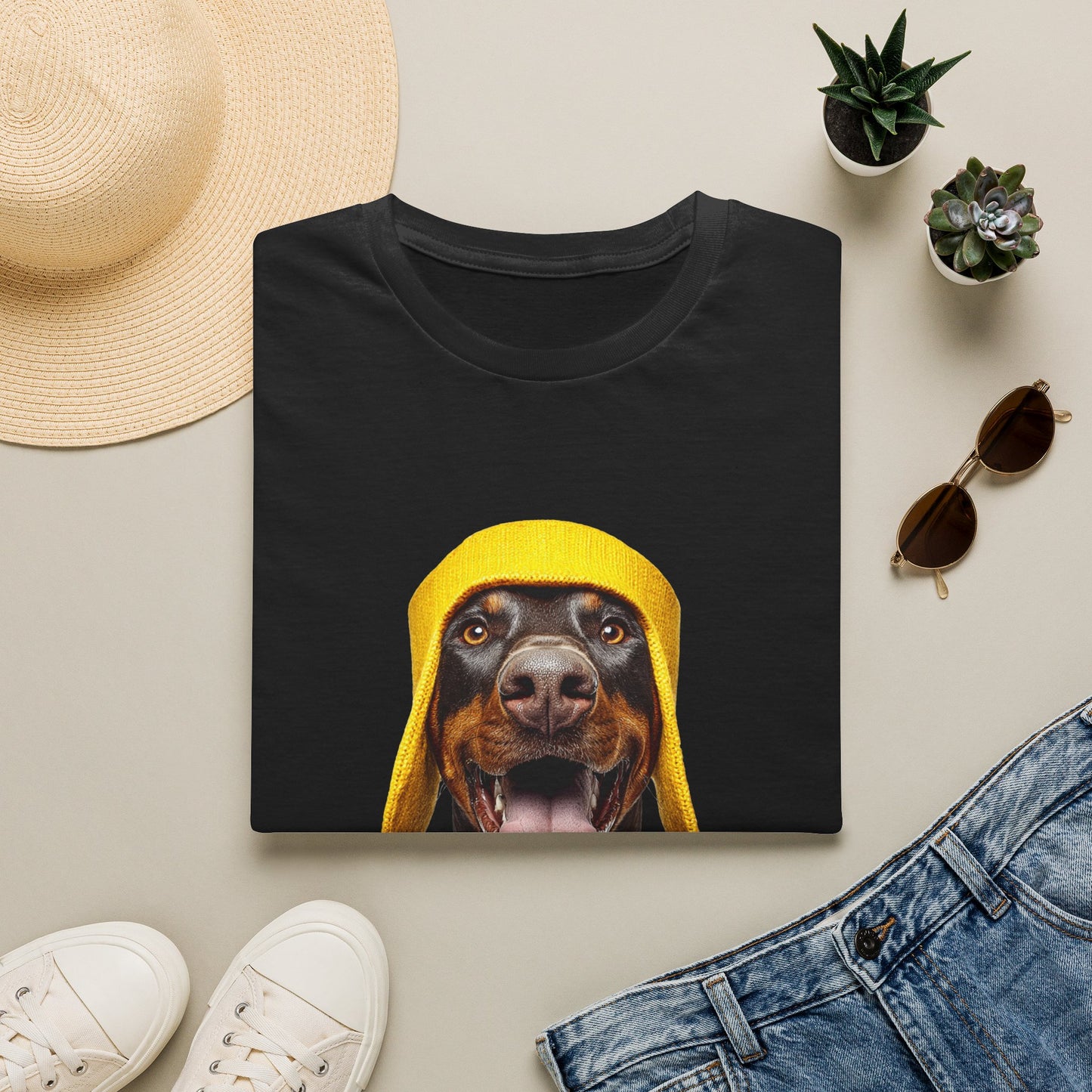 Doberman 3 Portrait T‑Shirt