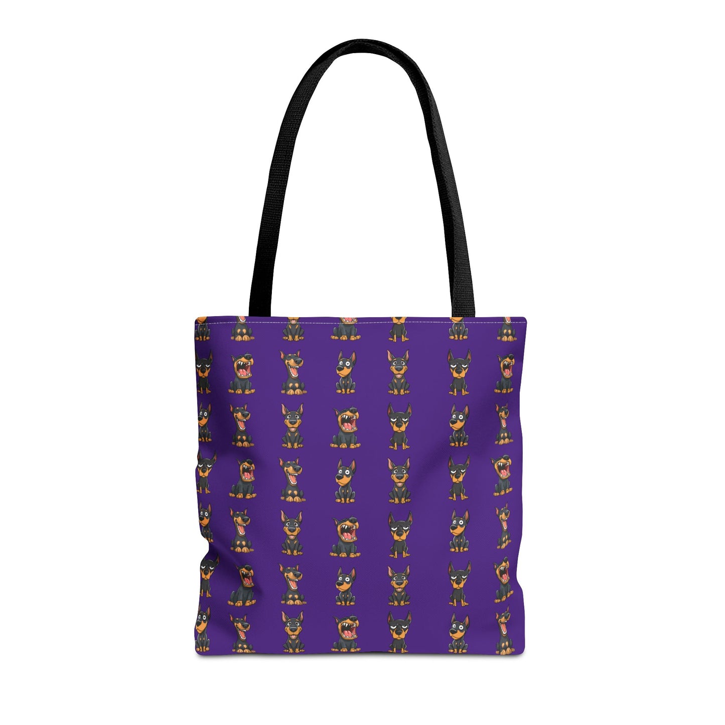 Doberman Cartoon Pattern Purple Tote Bag