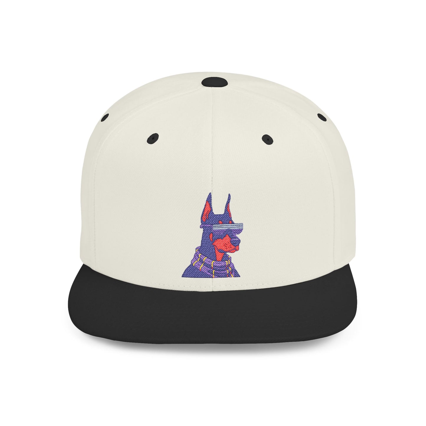 Doberman 2 Embroidered Flat Bill Snapback