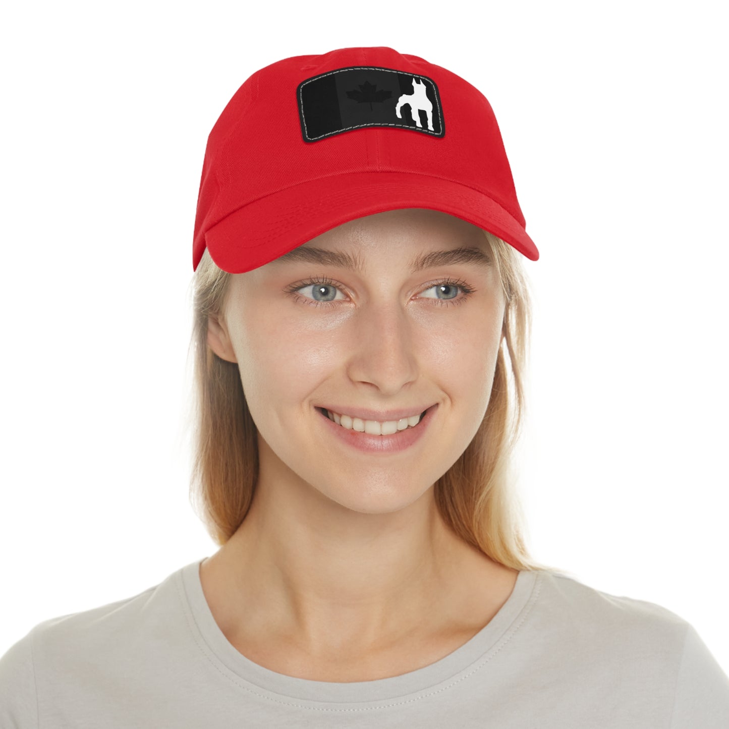 Doberman Protect Canada 1 Dad Hat with Leather Patch (Rectangle)