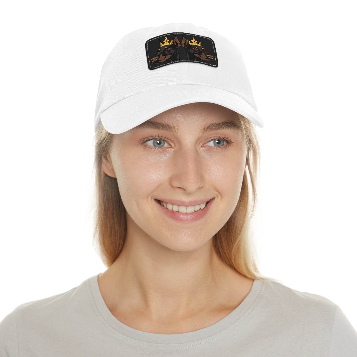 Crown 1 Dad Hat with Leather Patch (Rectangle)