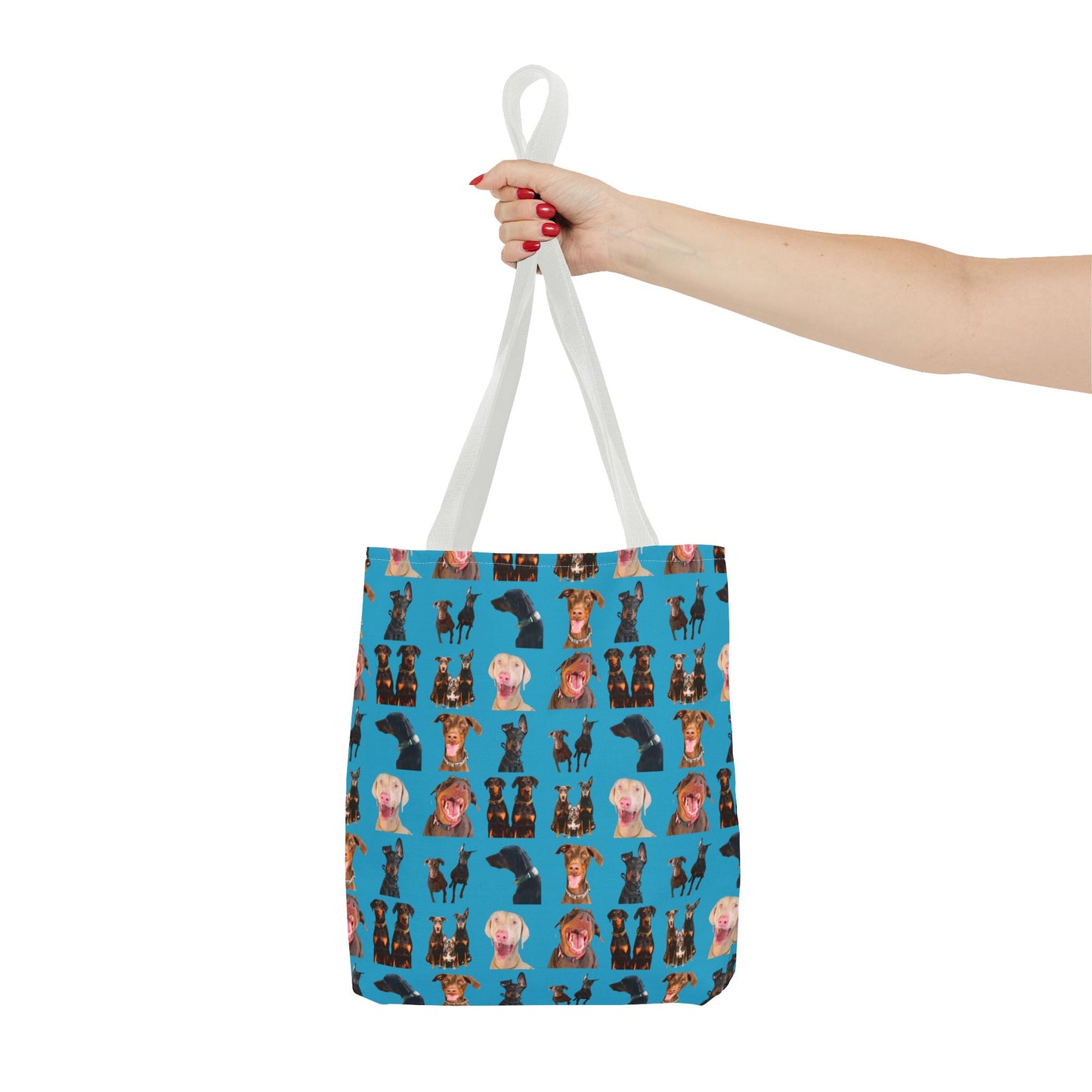 Edition 9 Doberman Model Pattern Turquoise Tote Bag