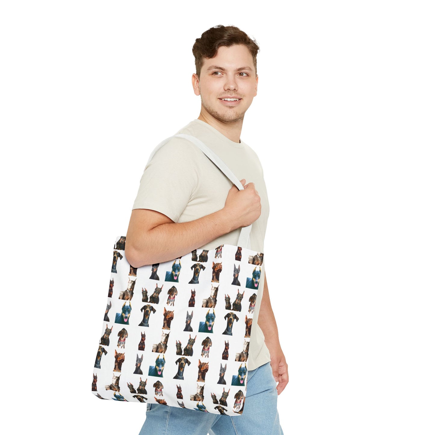 Edition 4 Doberman Model Pattern White Tote Bag