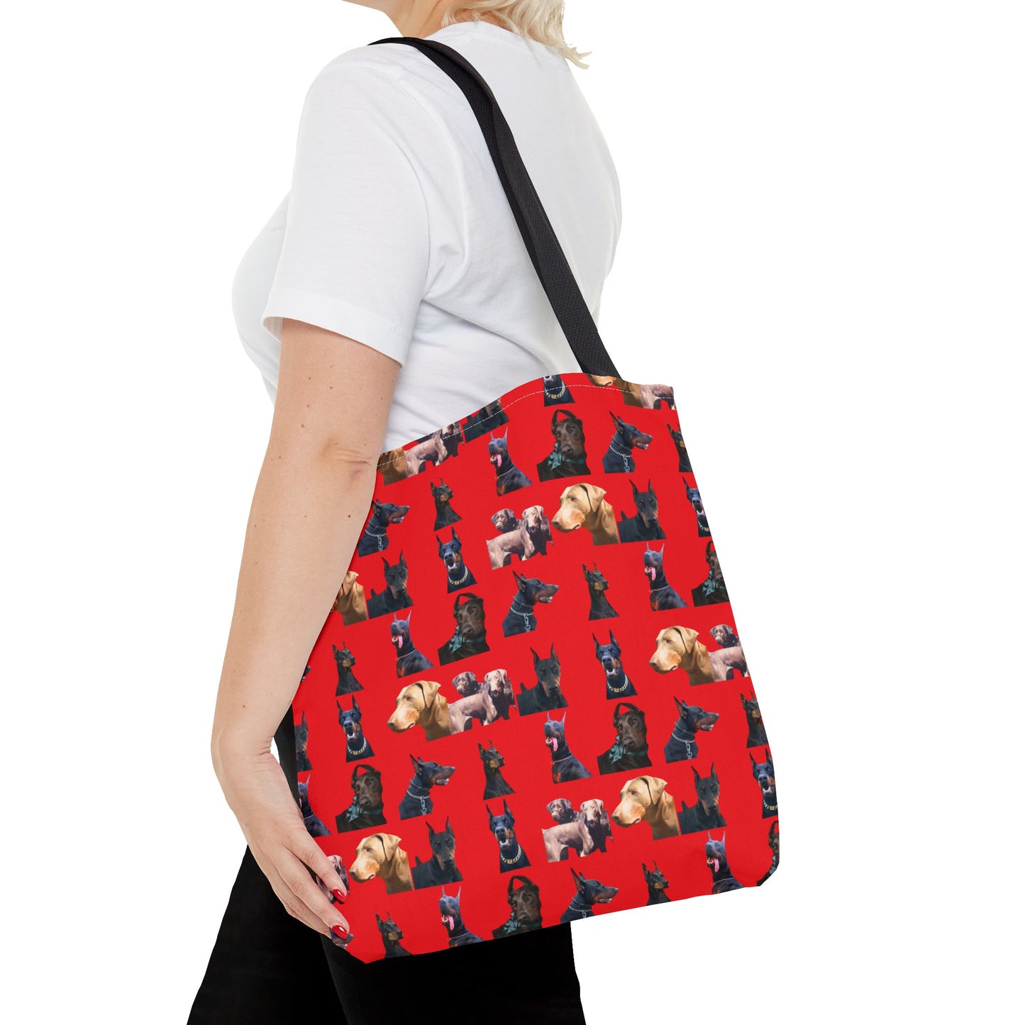 Edition 8 Doberman Model Pattern Red Tote Bag