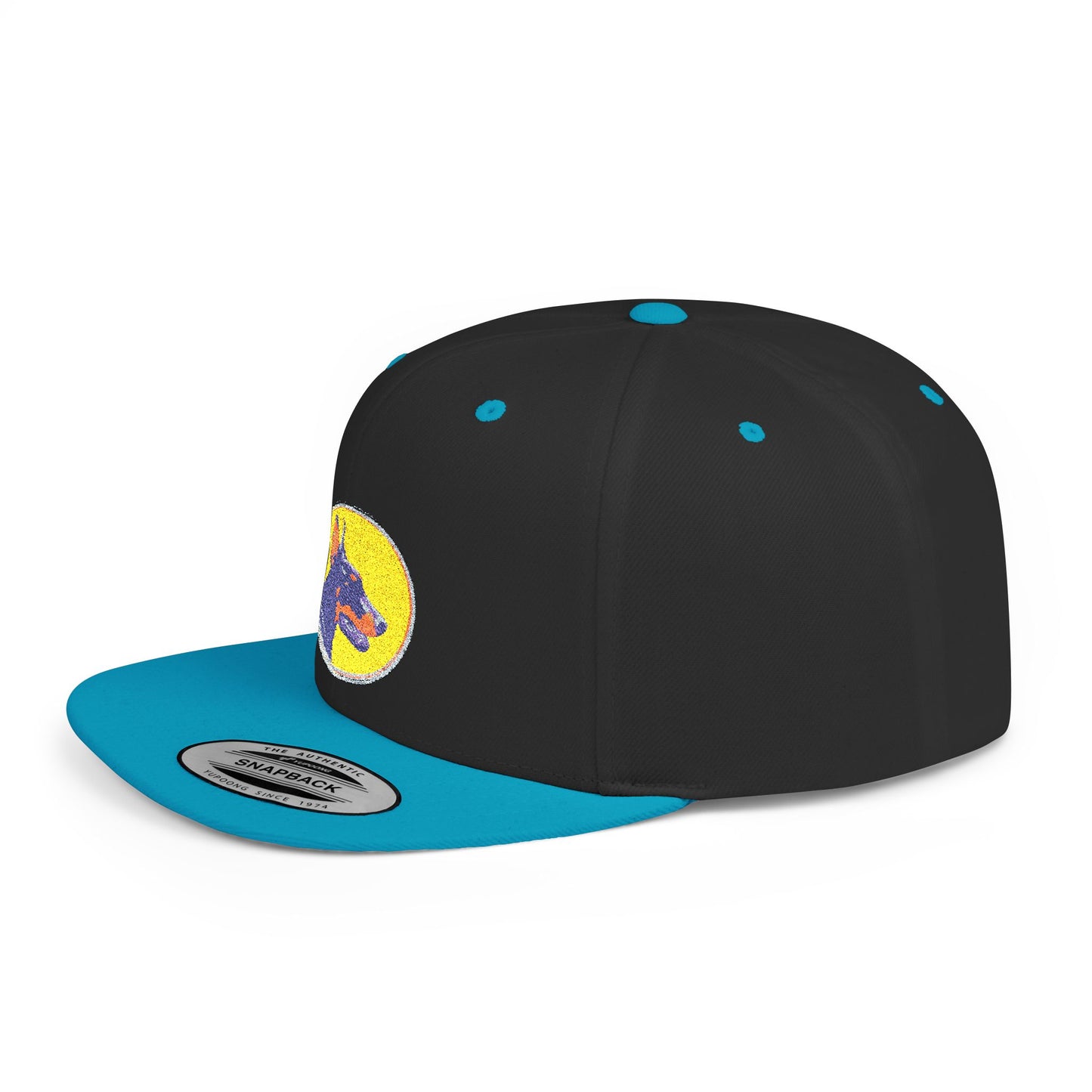 Doberman 3 Embroidered Flat Bill Snapback