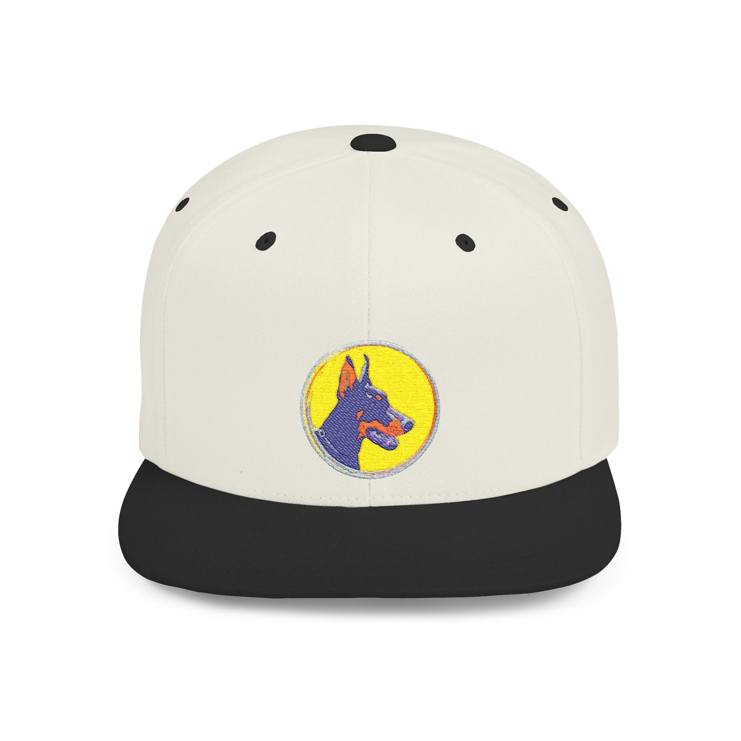 Doberman 3 Embroidered Flat Bill Snapback