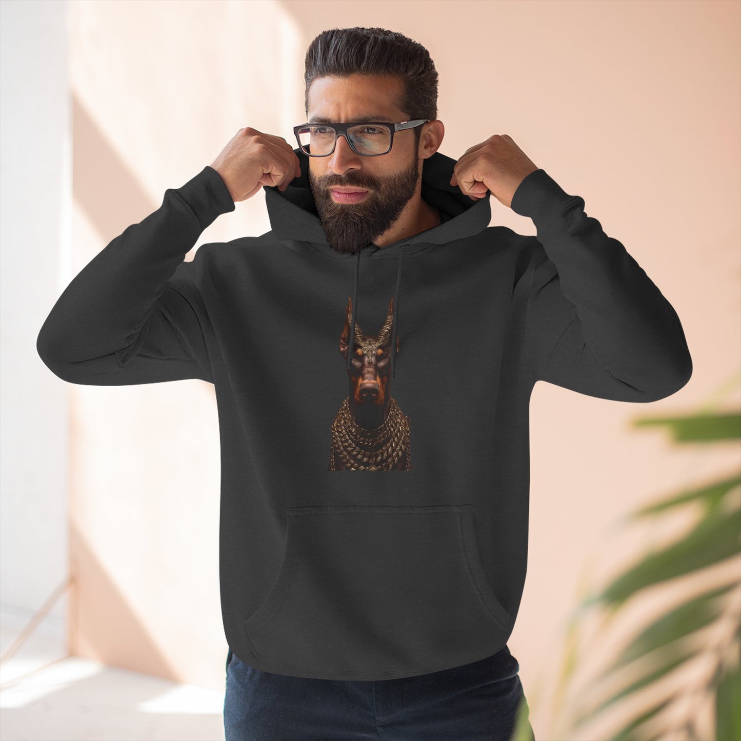 Doberman Goat 4 Fleece Hoodie