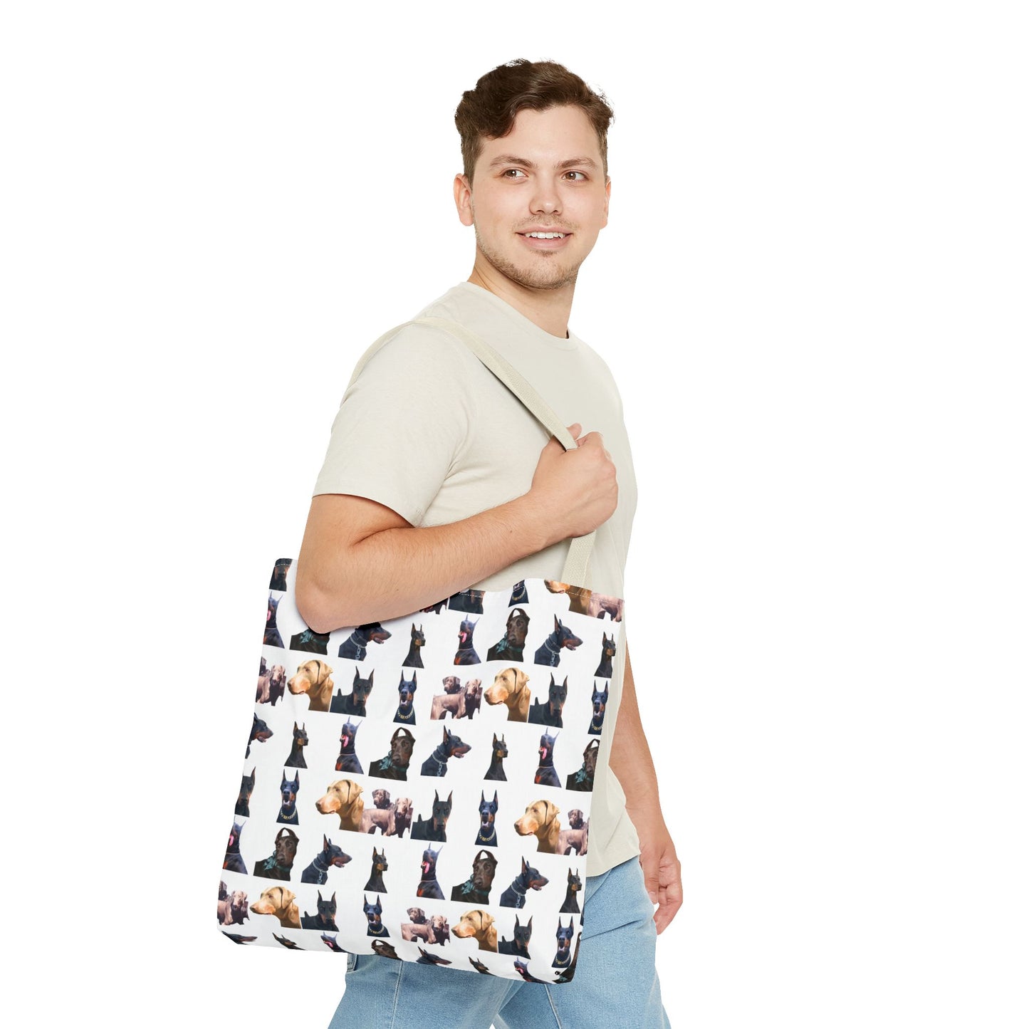 Edition 8 Doberman Model Pattern White Tote Bag