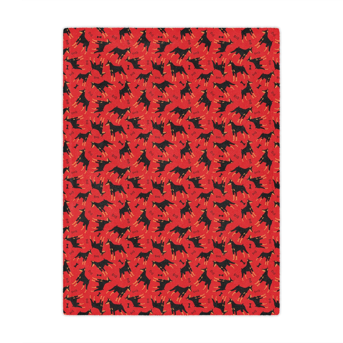 Red AOP Dobie 1 Minky Blanket, Soft Throw Blanket, Warm Plush Blanket
