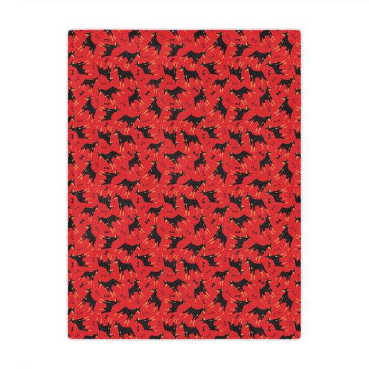 Red AOP Dobie 1 Minky Blanket, Soft Throw Blanket, Warm Plush Blanket