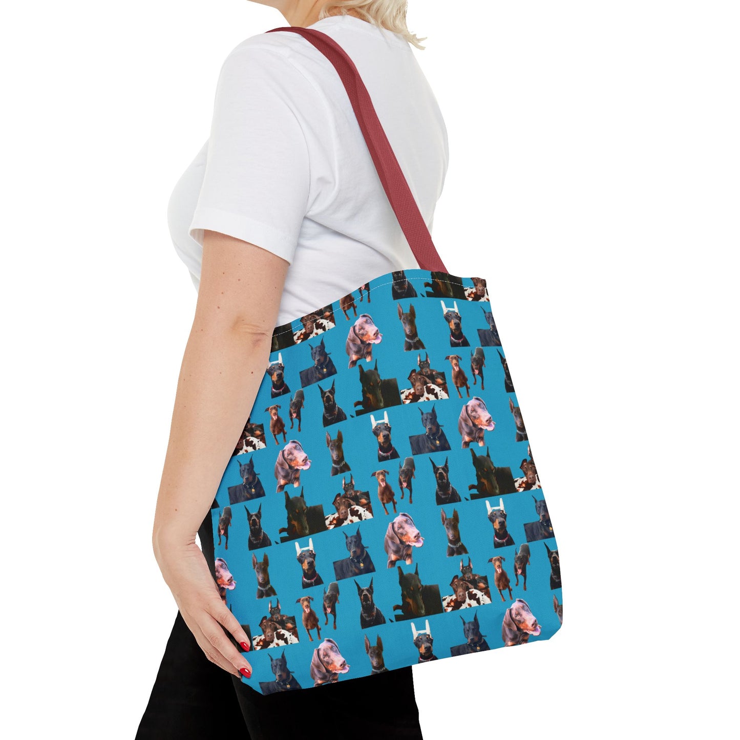 Edition 10 Doberman Model Pattern Turquoise Tote Bag