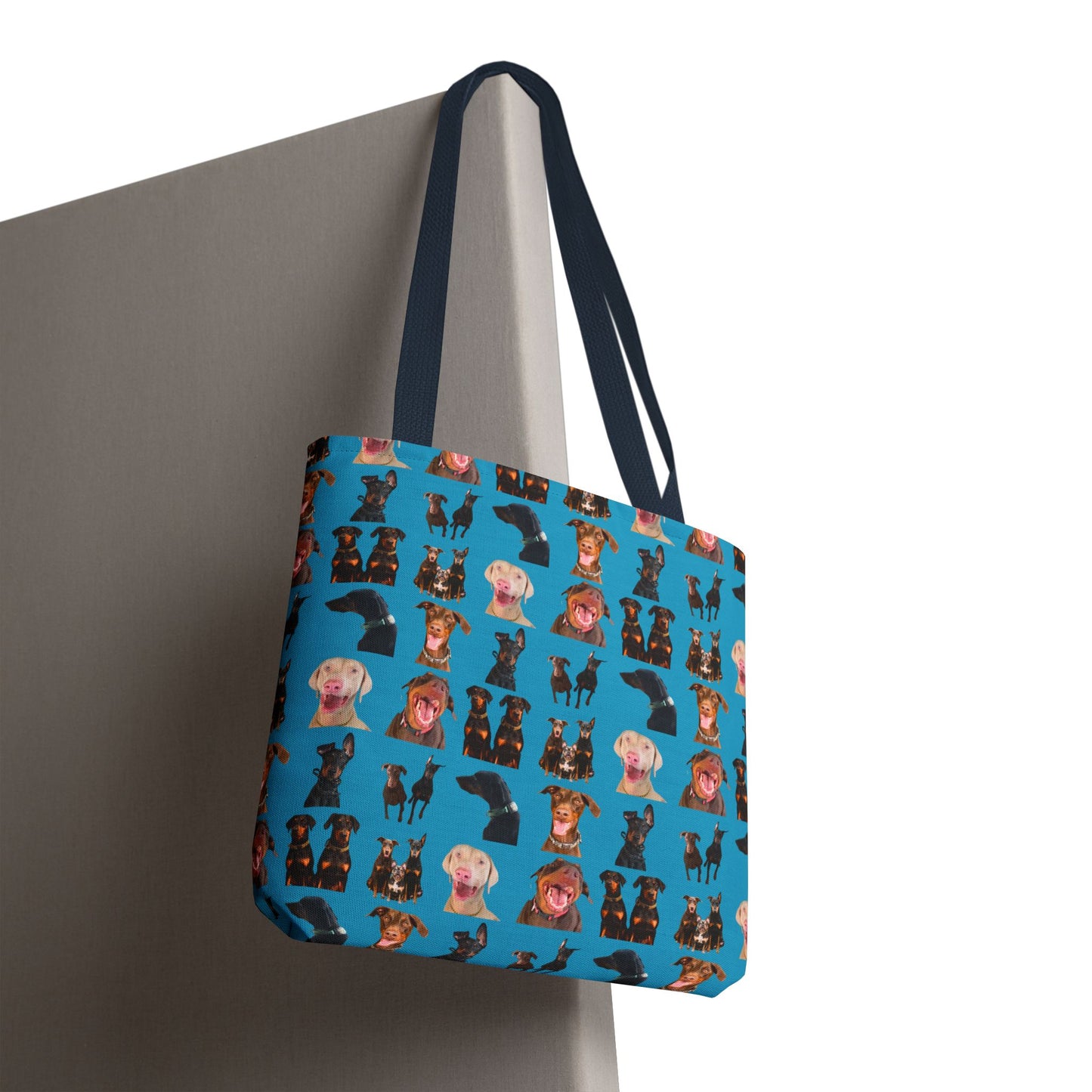 Edition 9 Doberman Model Pattern Turquoise Tote Bag