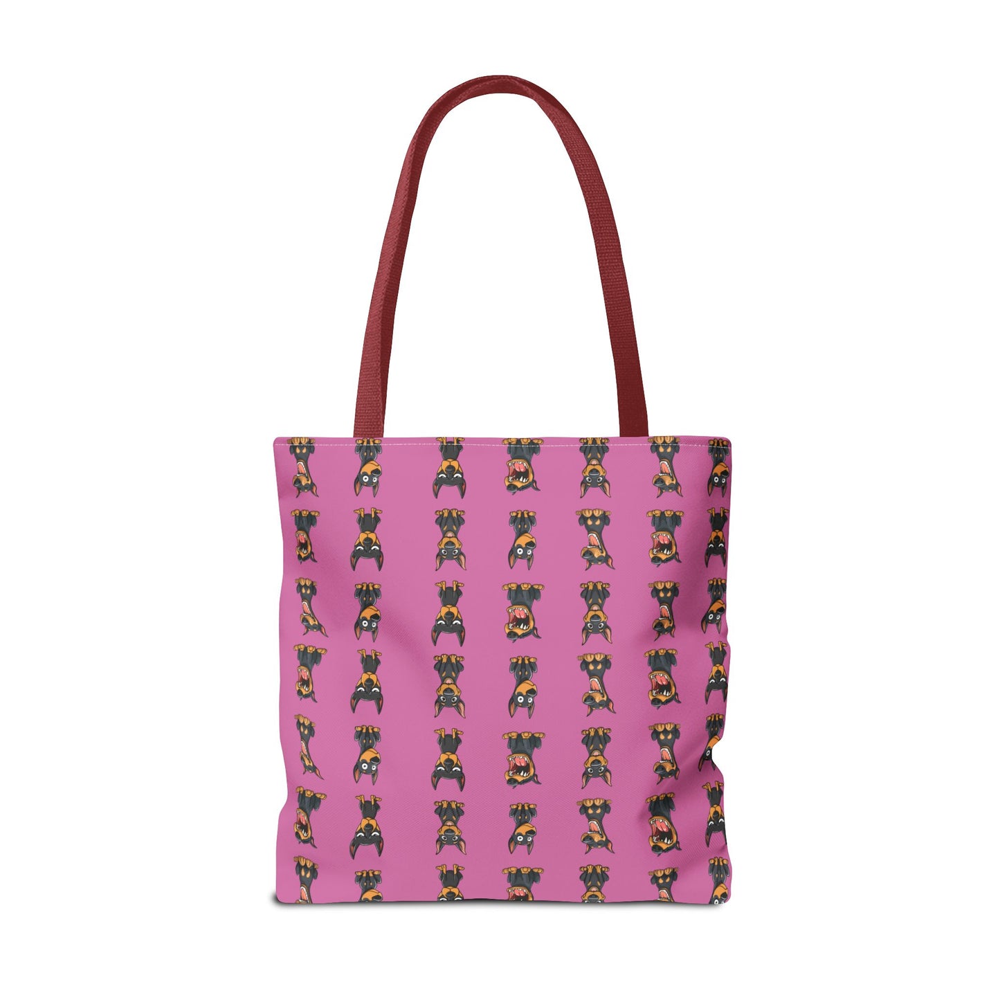 Doberman Cartoon Pattern Pink Tote Bag