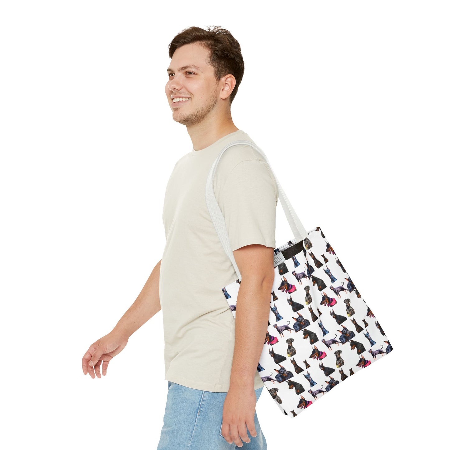 Edition 7 Doberman Model Pattern White Tote Bag