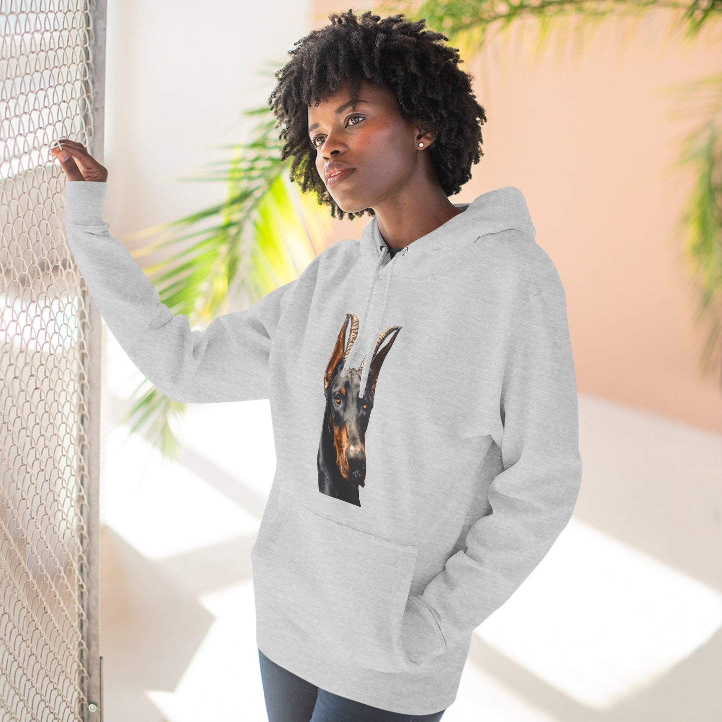 Doberman Goat 2 Fleece Hoodie