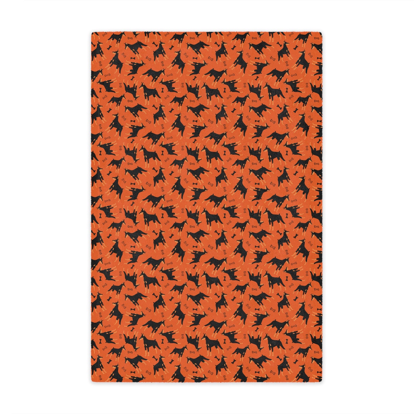 Orange AOP Dobie 1 Minky Blanket, Soft Throw Blanket, Warm Plush Blanket